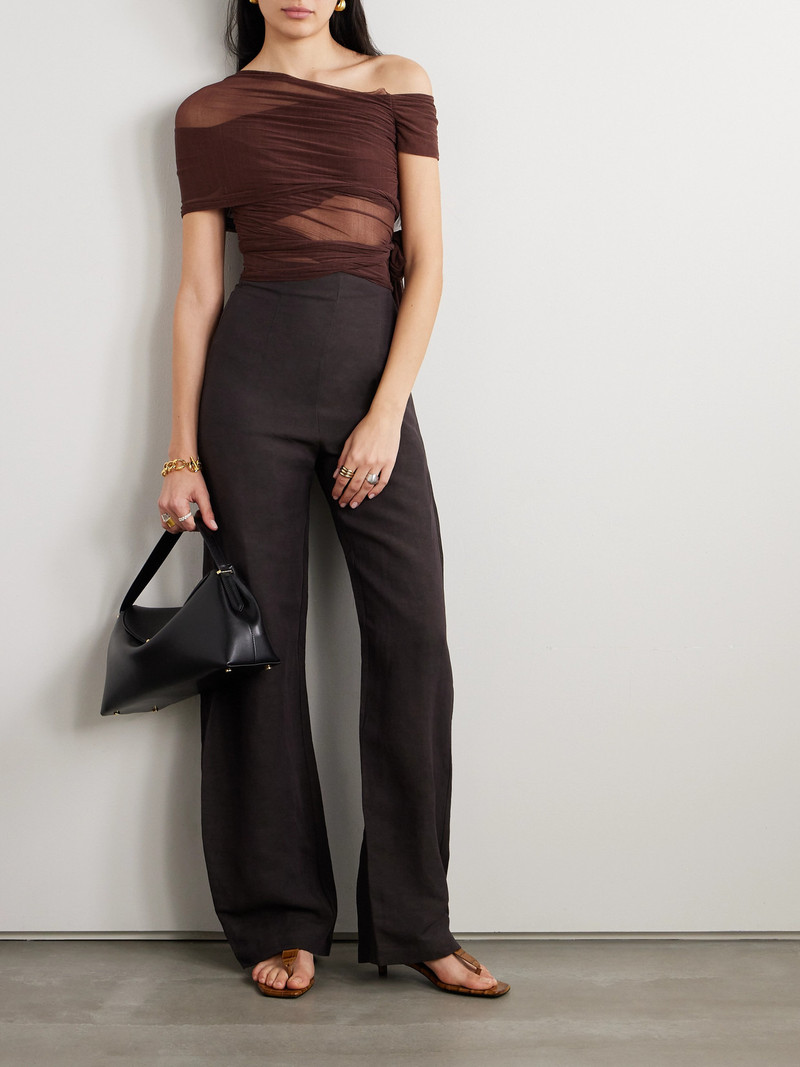 cortana Tully Off-the-shoulder Draped Silk-blend Tulle Top outlook