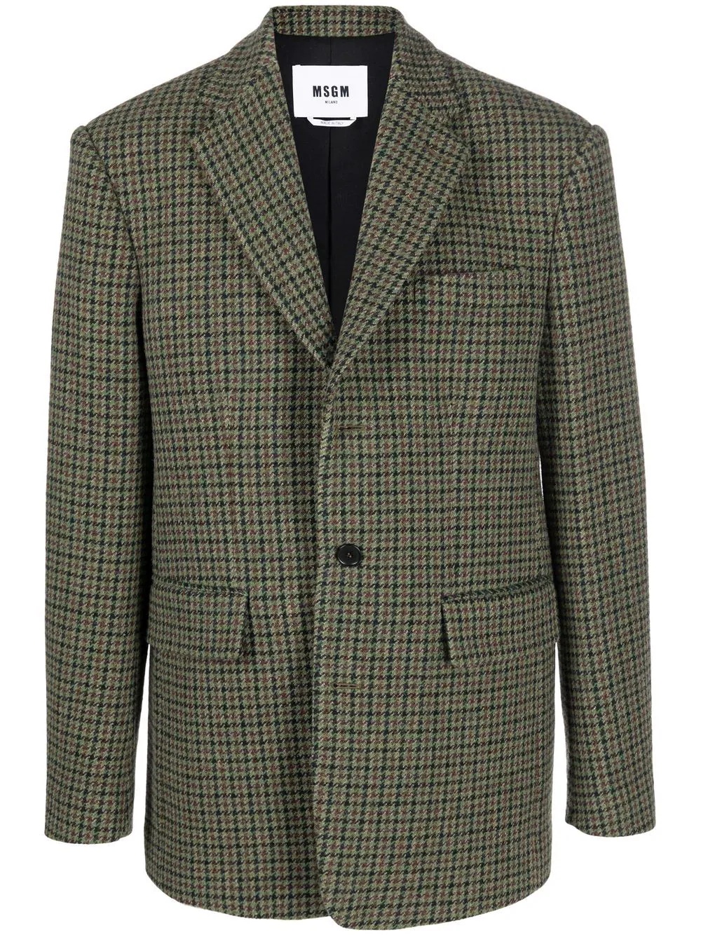 check-print wool blazer - 1