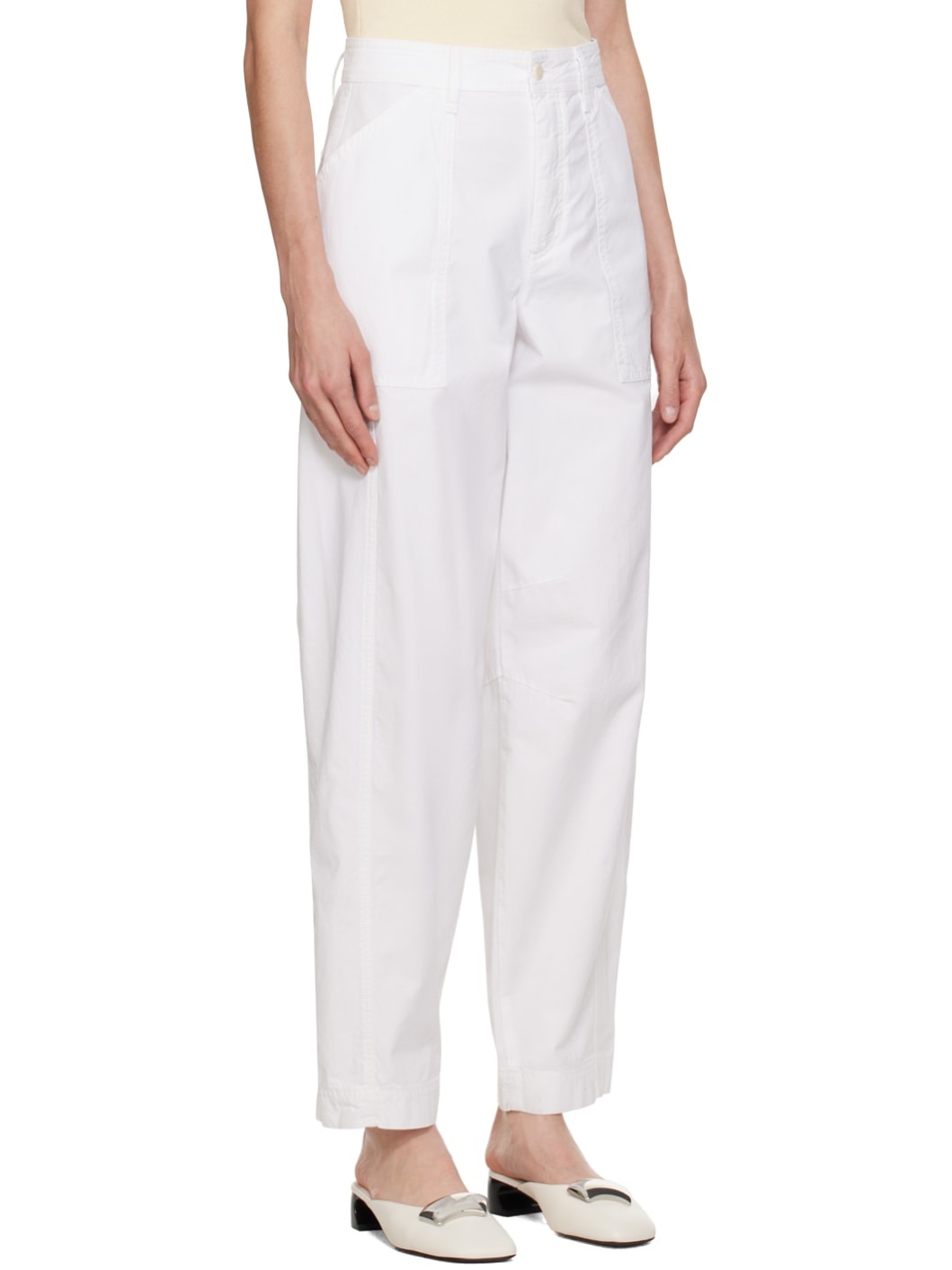 White Relaxed-Fit Trousers - 2