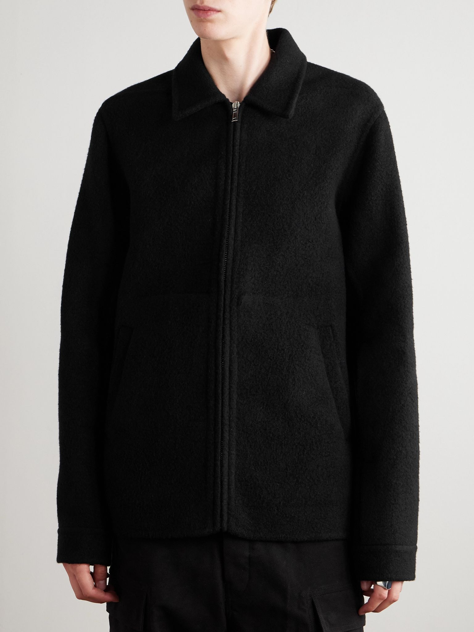 Brad Webbing-Trimmed Double-Faced Cashmere Bomber Jacket Black - 3