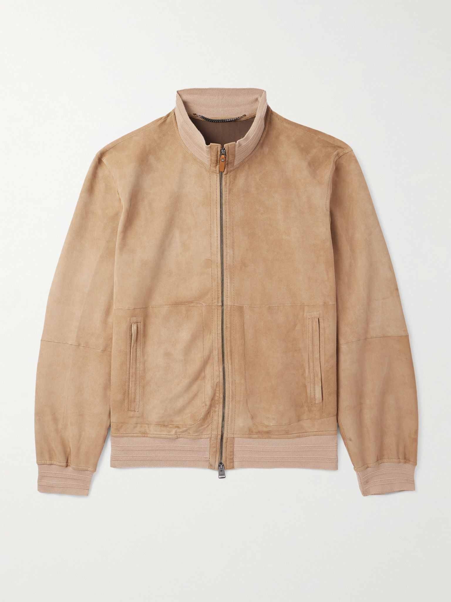 Suede Bomber Jacket Beige - 1