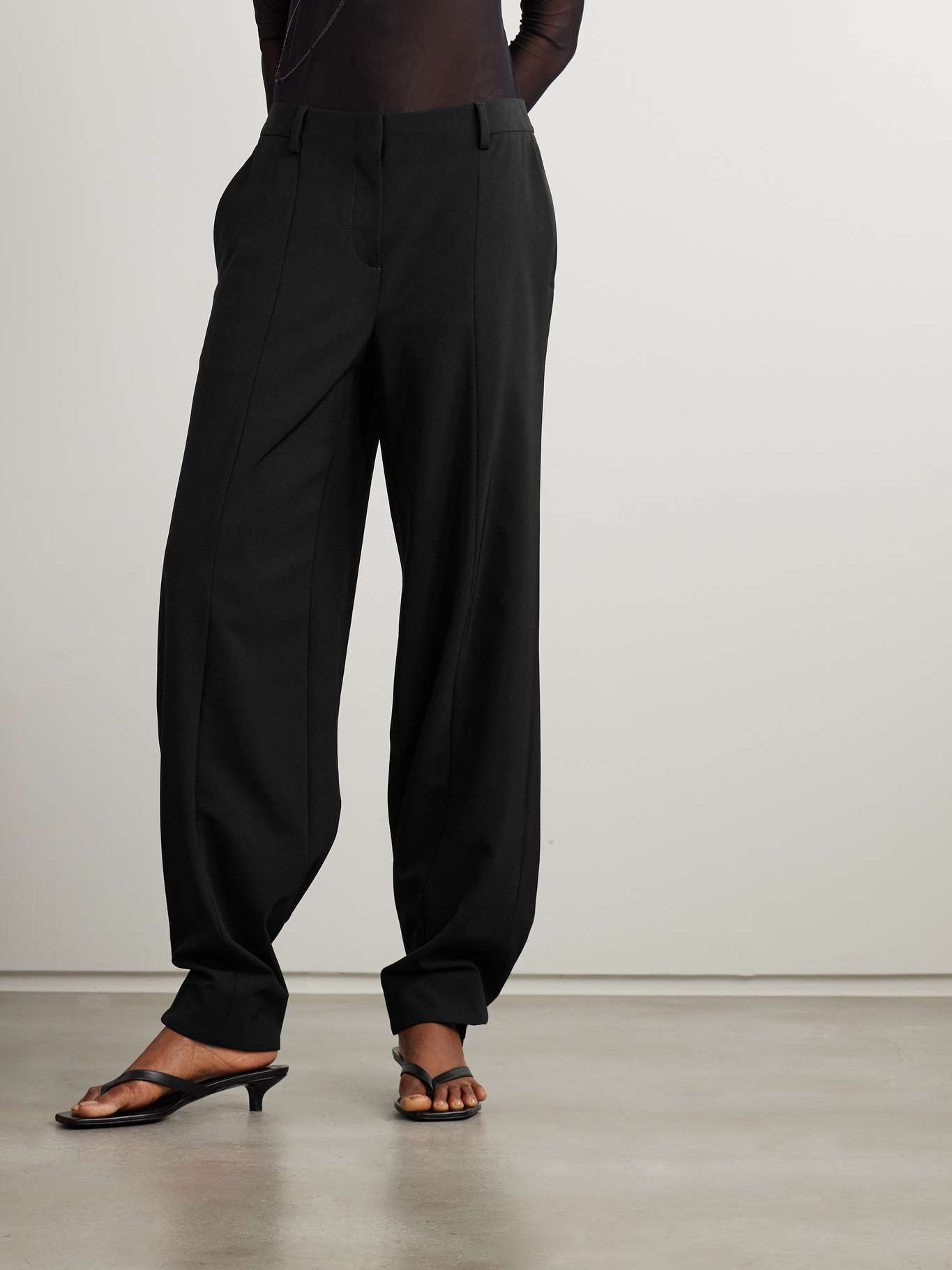 Twill wide-leg stirrup pants Black - 3