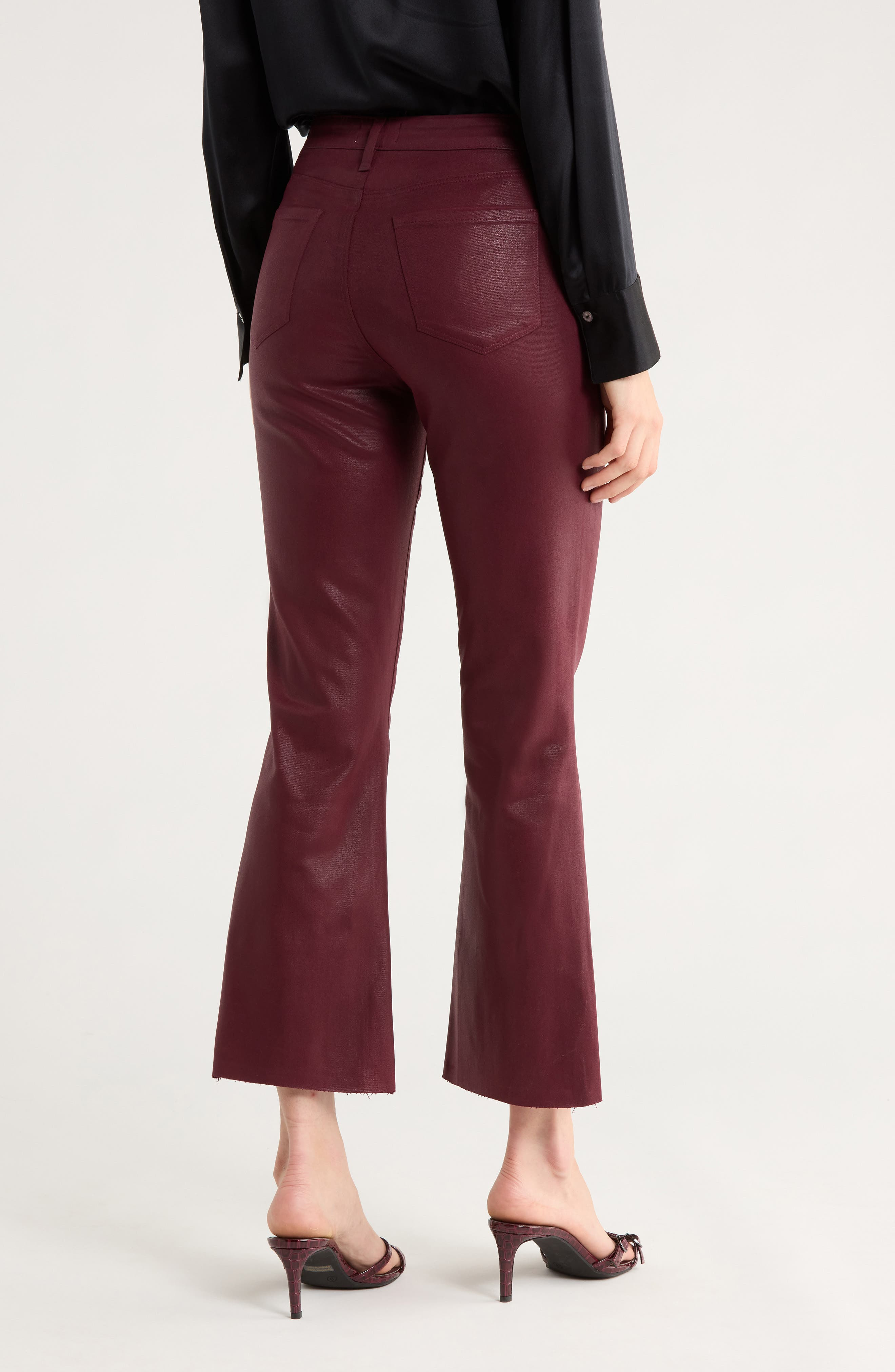 L'AGENCE Kendra Coated High Waist Crop Flare Jeans in Dark Port Coated at Nordstrom - 2