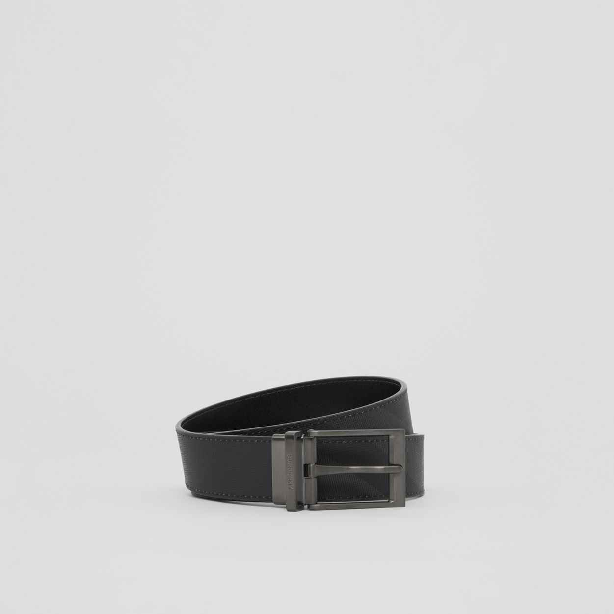 Reversible London Check and Leather Belt - 1