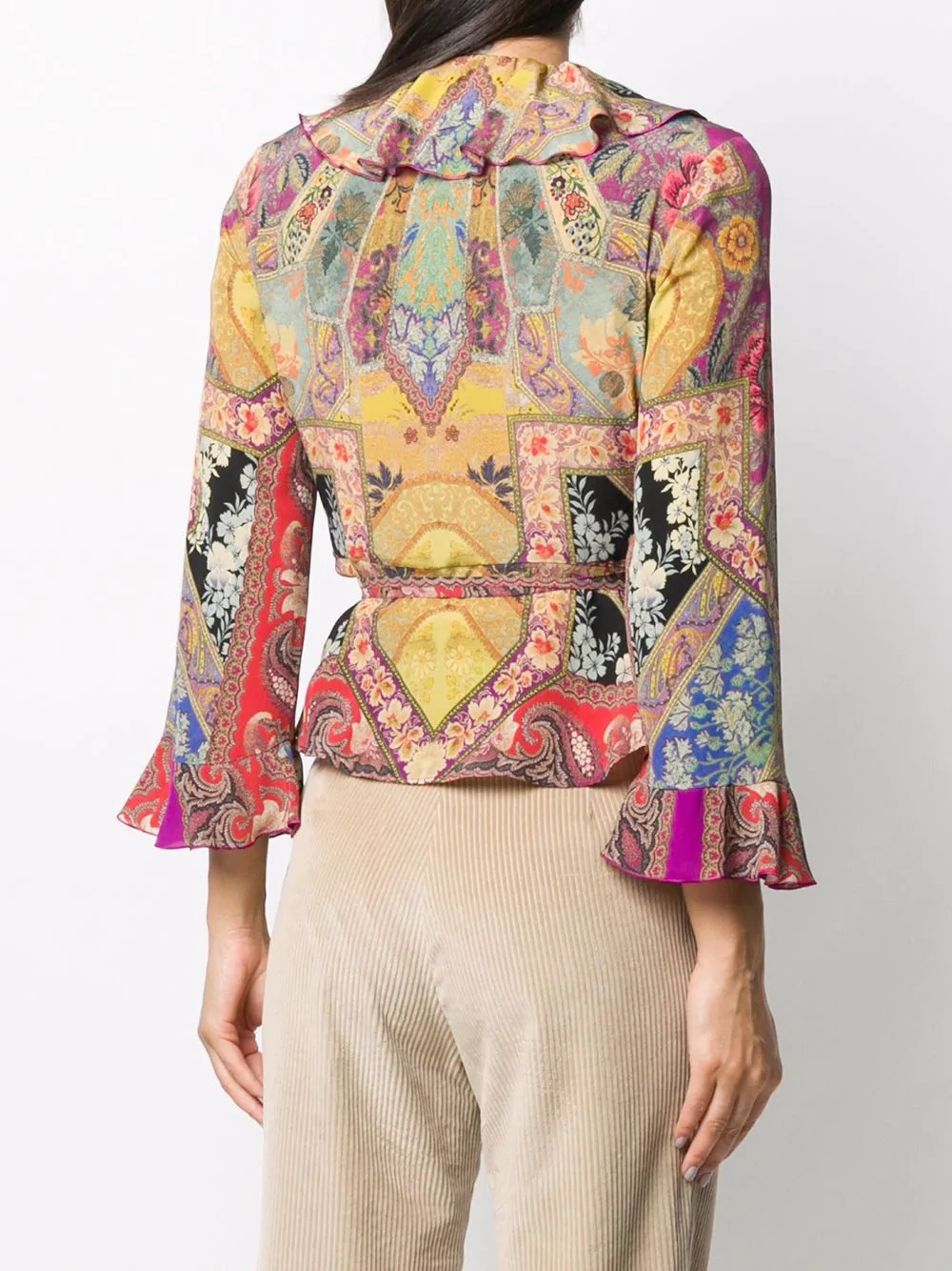 floral-print wrap blouse - 4