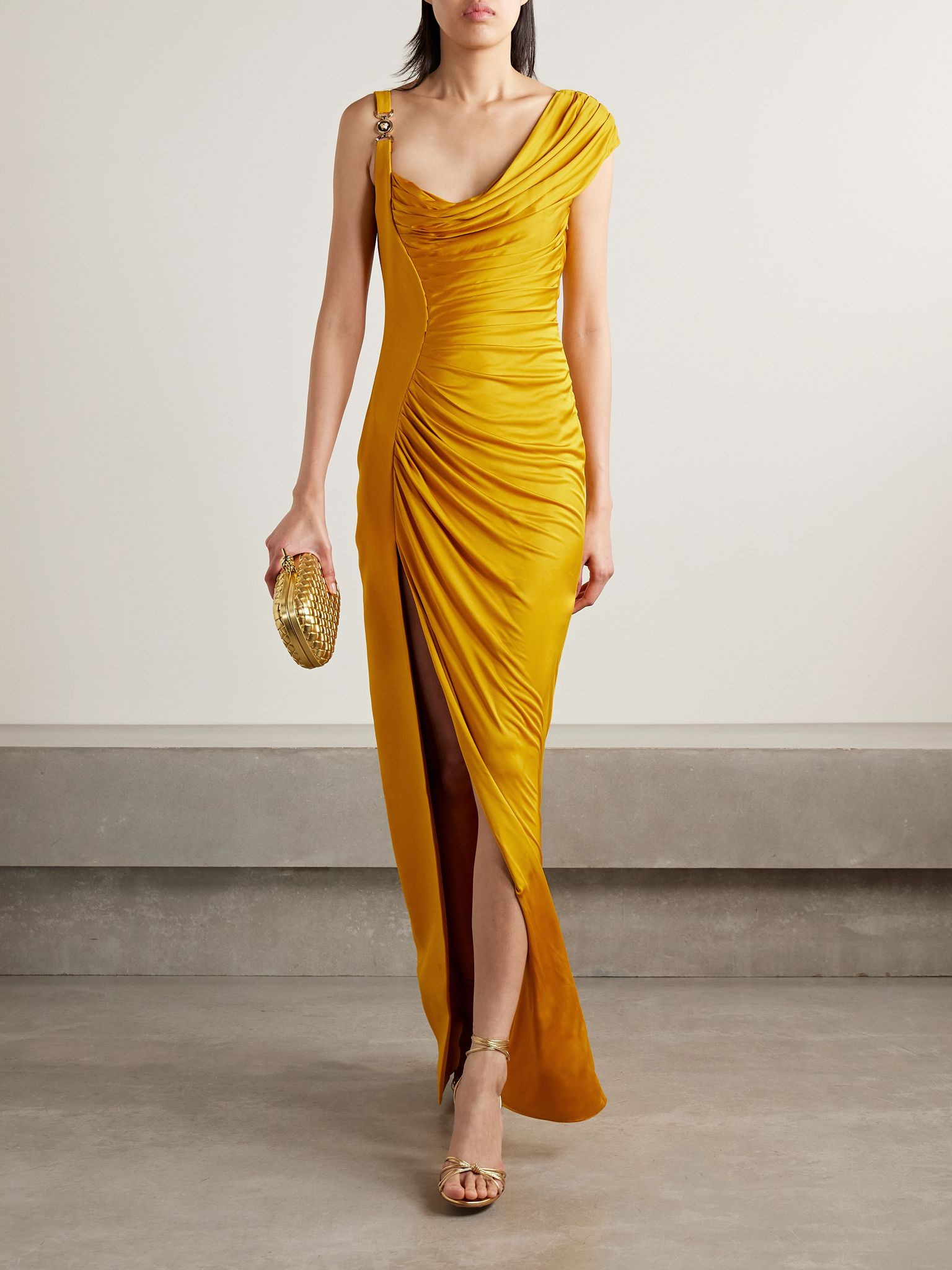 Embellished crepe and pleated satin gown Marigold - 2