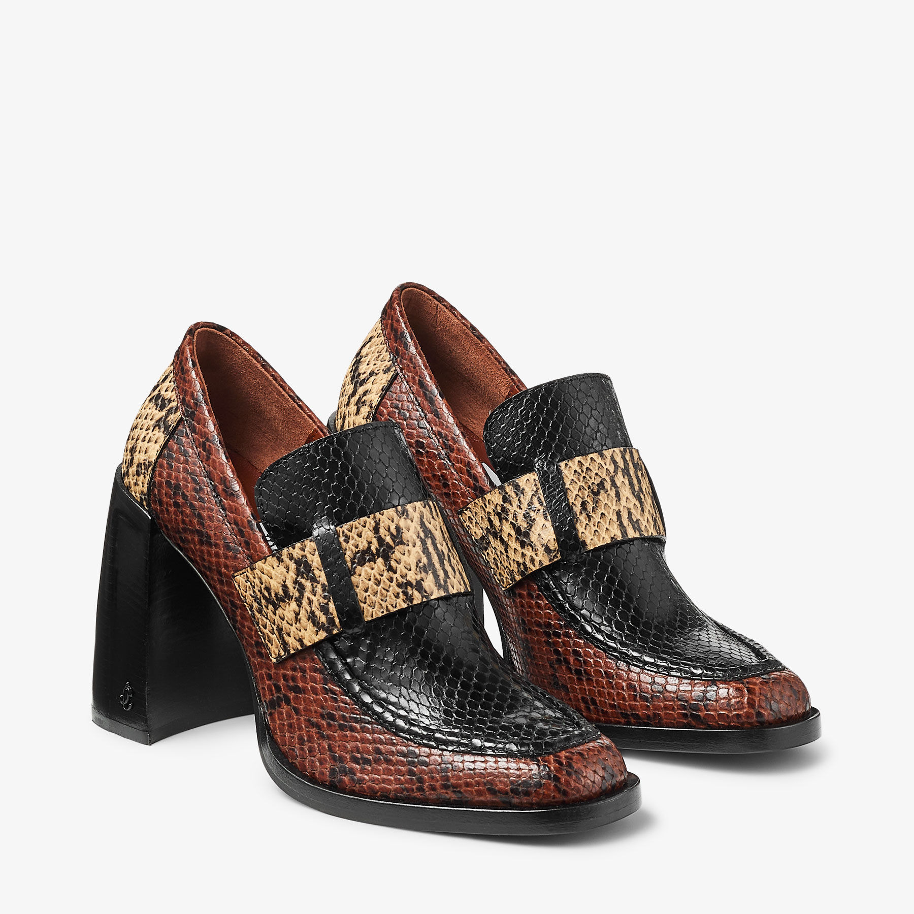 Tylor 95
Cognac Triple Snake Printed Leather Loafers - 3