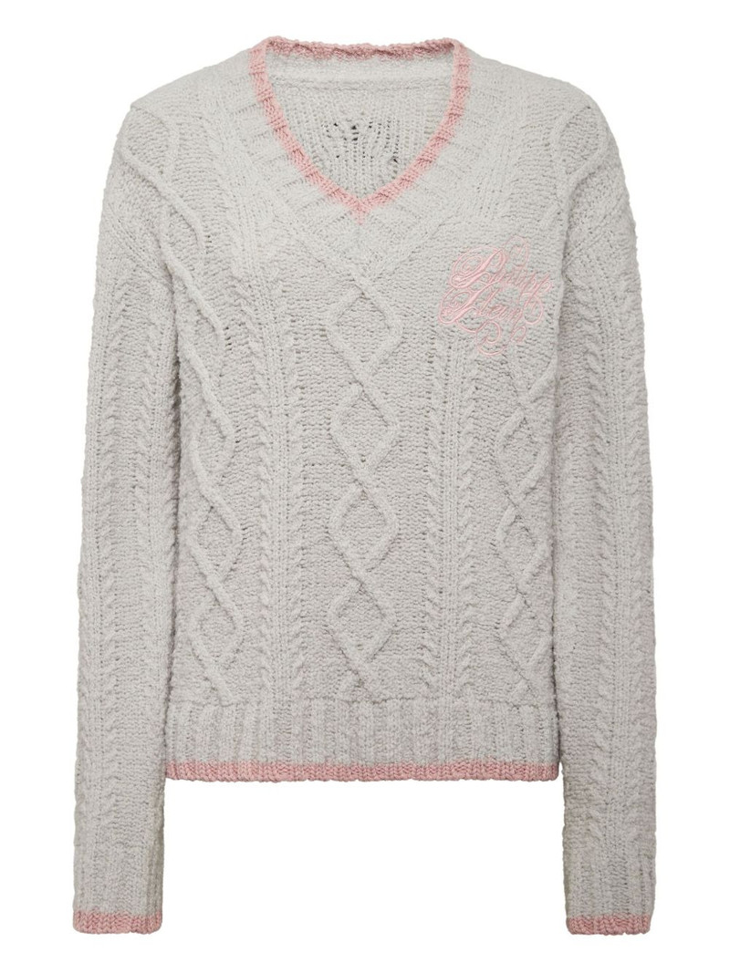 cable-knit v-neck sweater 1