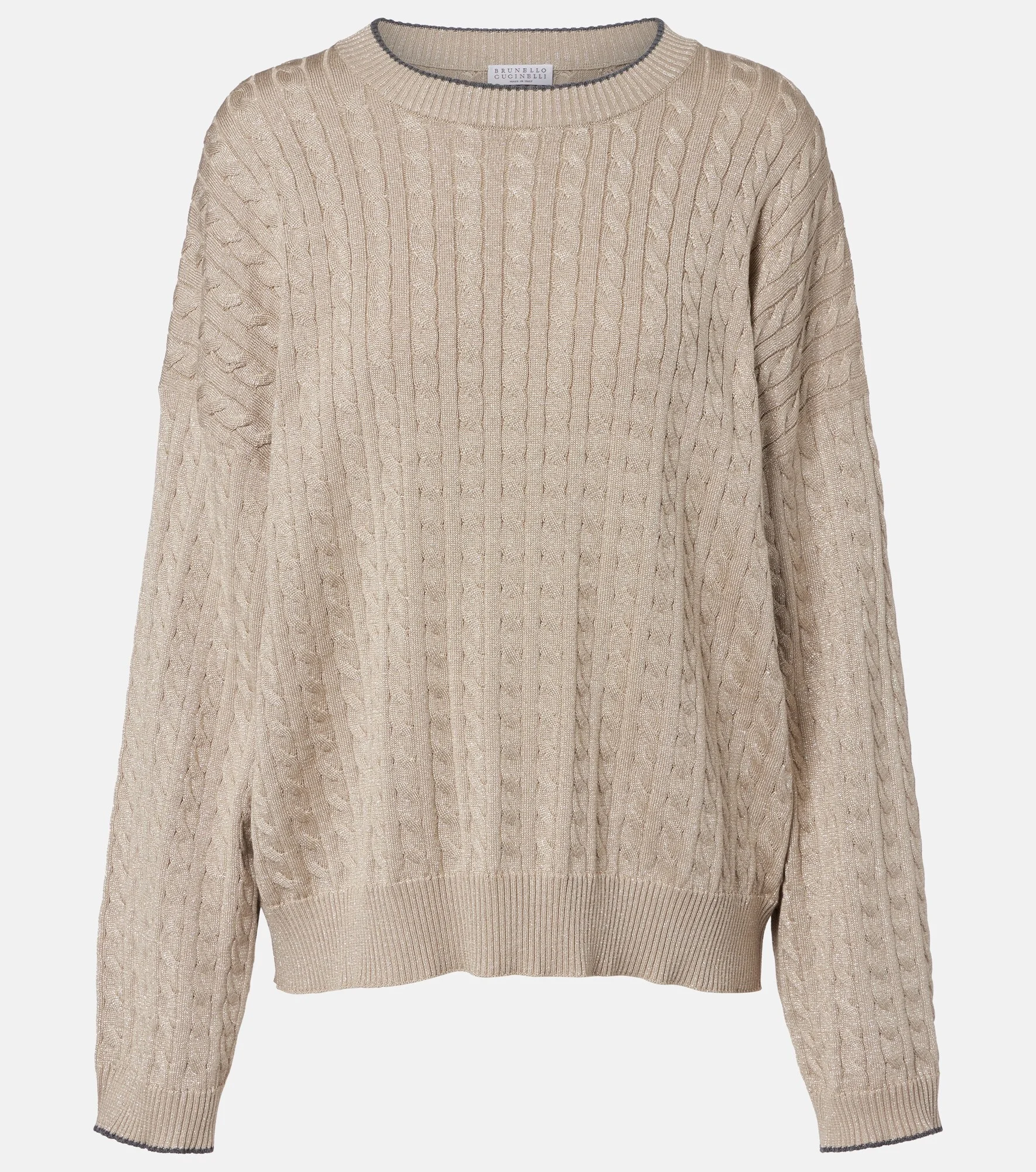 Cable-knit cotton-blend sweater - 1