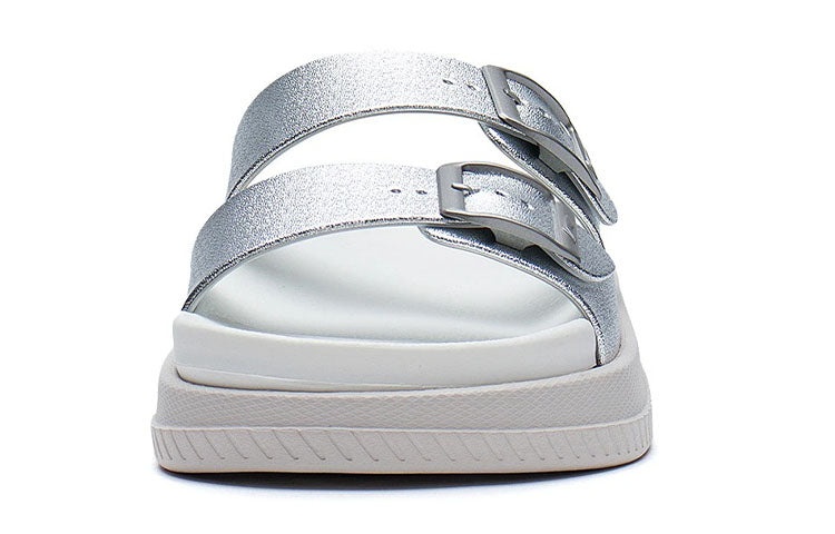 (WMNS) Li-Ning Clap Stylish Casual Fashion Silver Slippers AGAS004-2 - 5