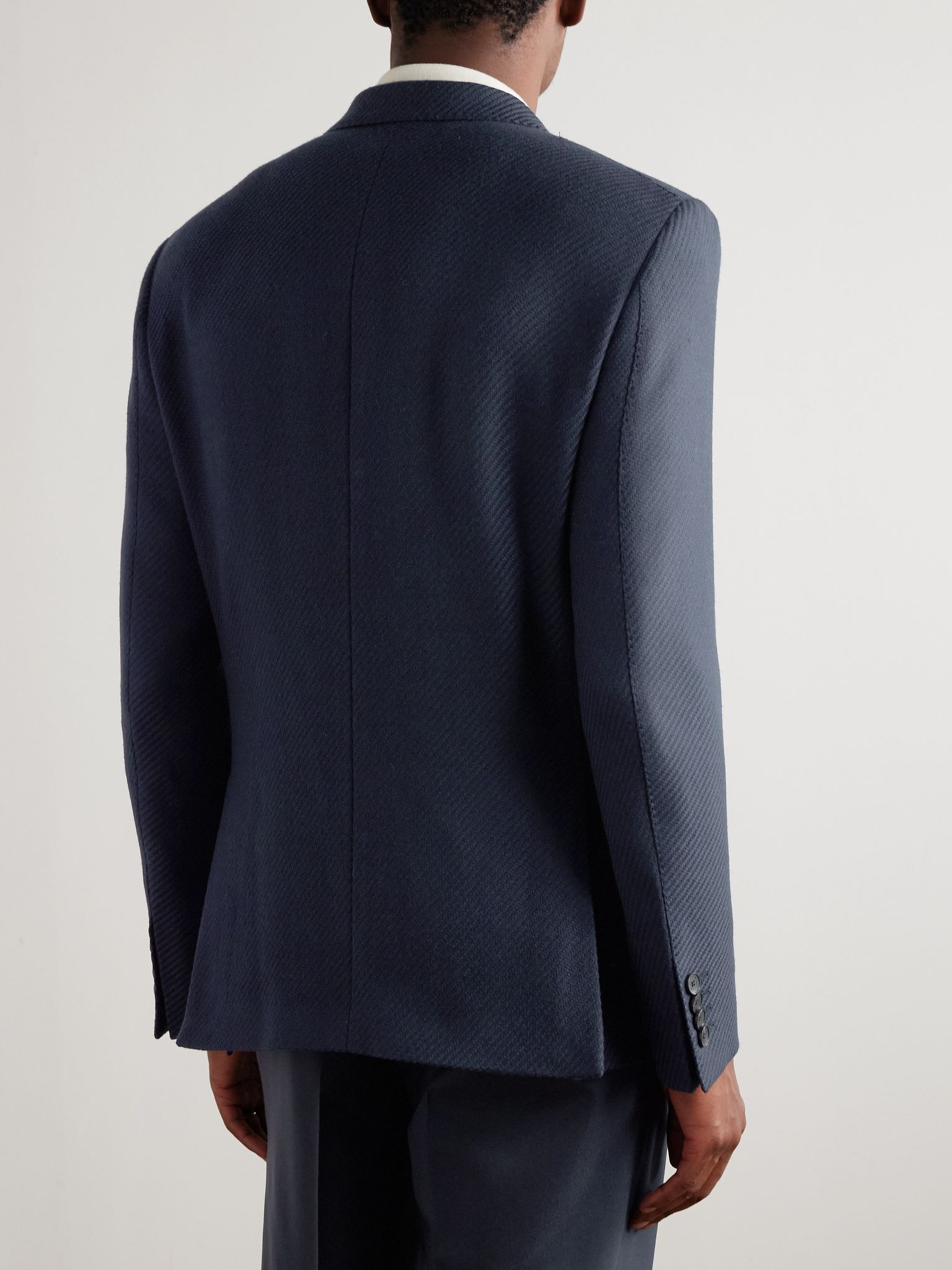 Roma Basketweave Wool Blazer Blue - 3