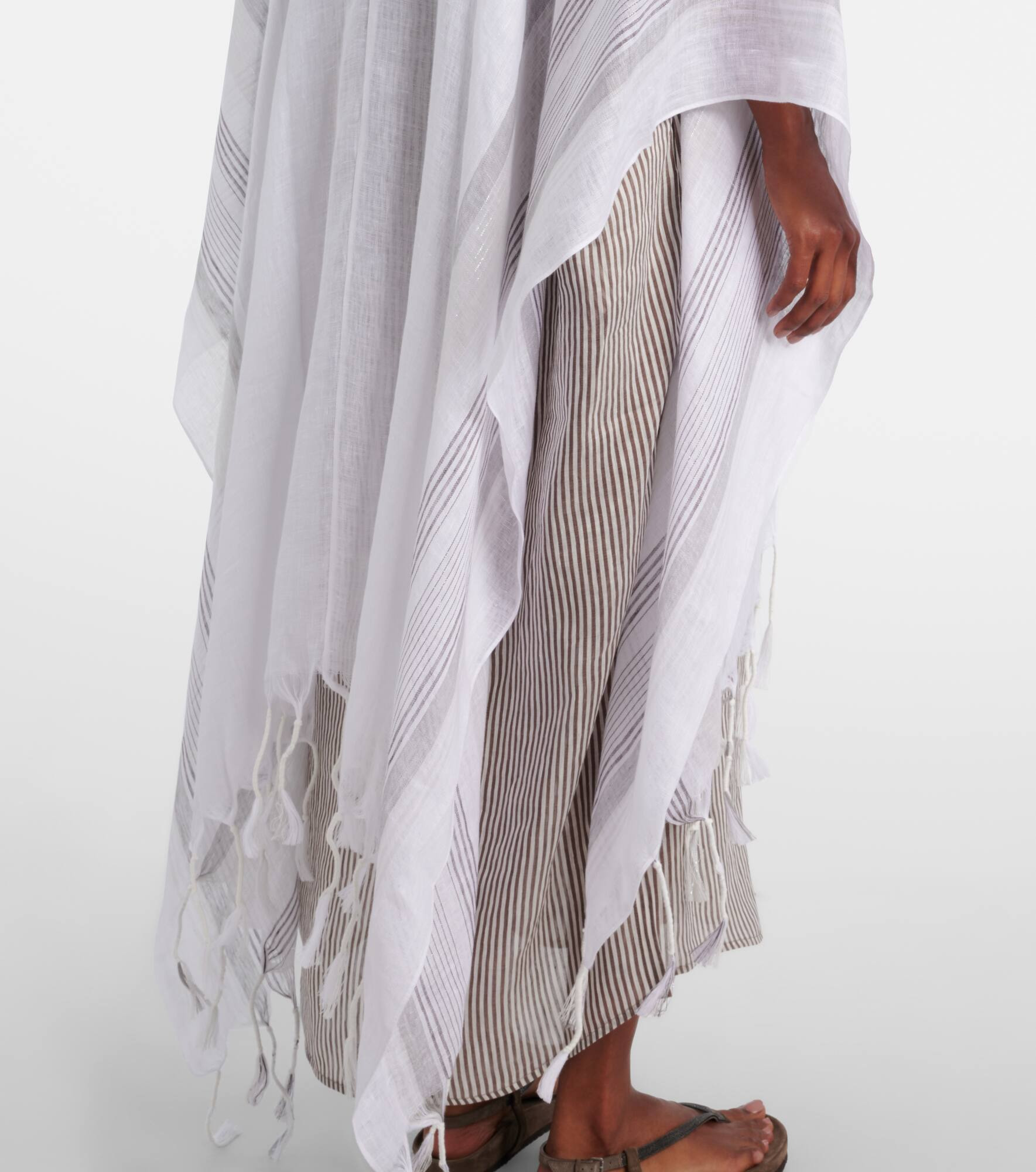 Fringed linen poncho - 5