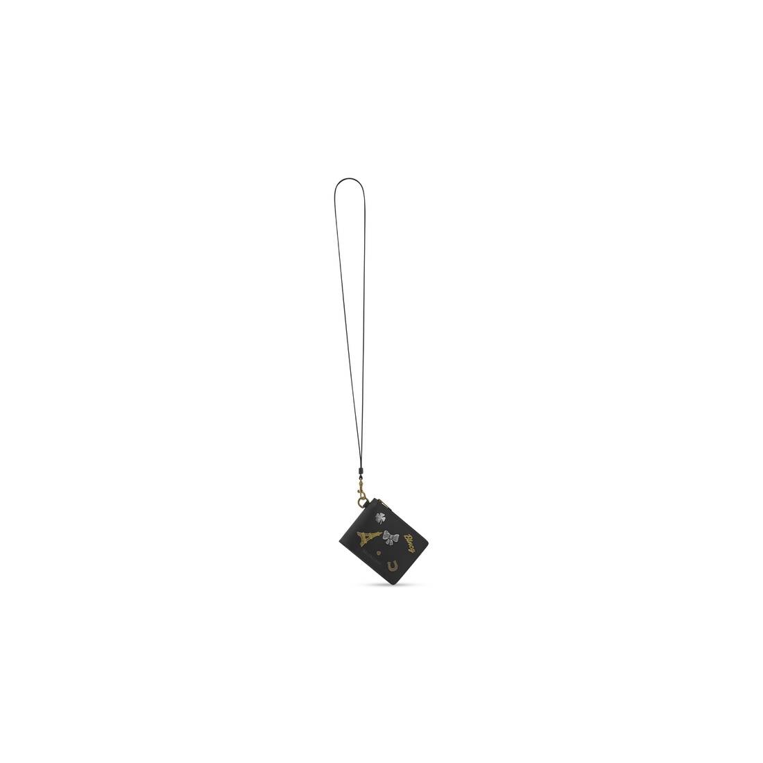 Essential Small Wallet With Strap With Pins  in Black - 1