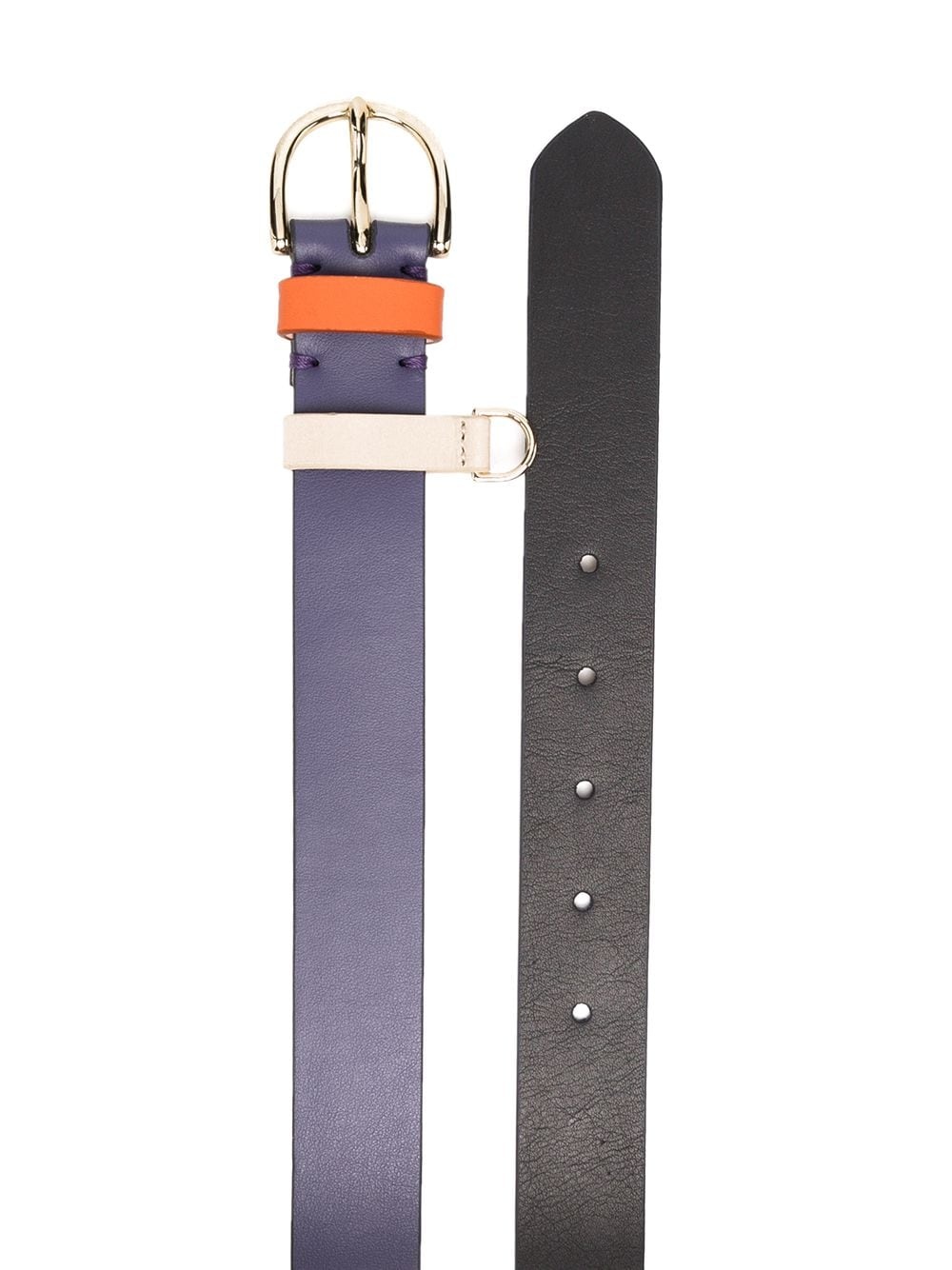 colour-block leather belt - 2