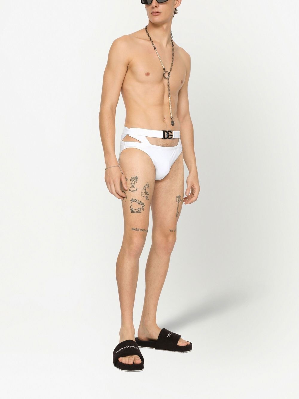 high-cut logo-plaque swim trunks - 2