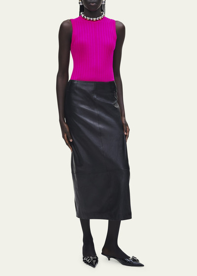 Marc Jacobs Leather Slim Pencil Midi Skirt outlook