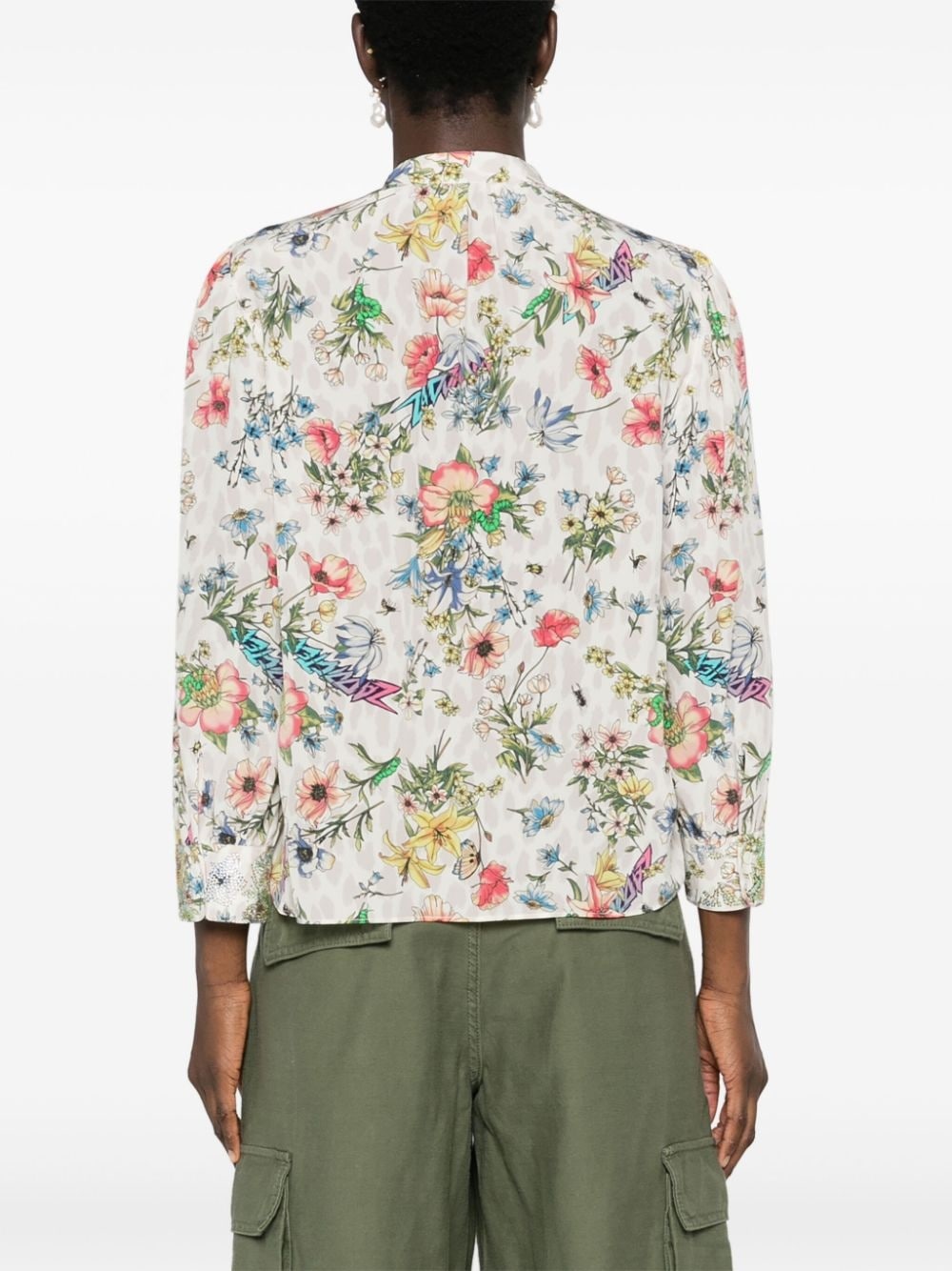 floral-print silk blouse - 4