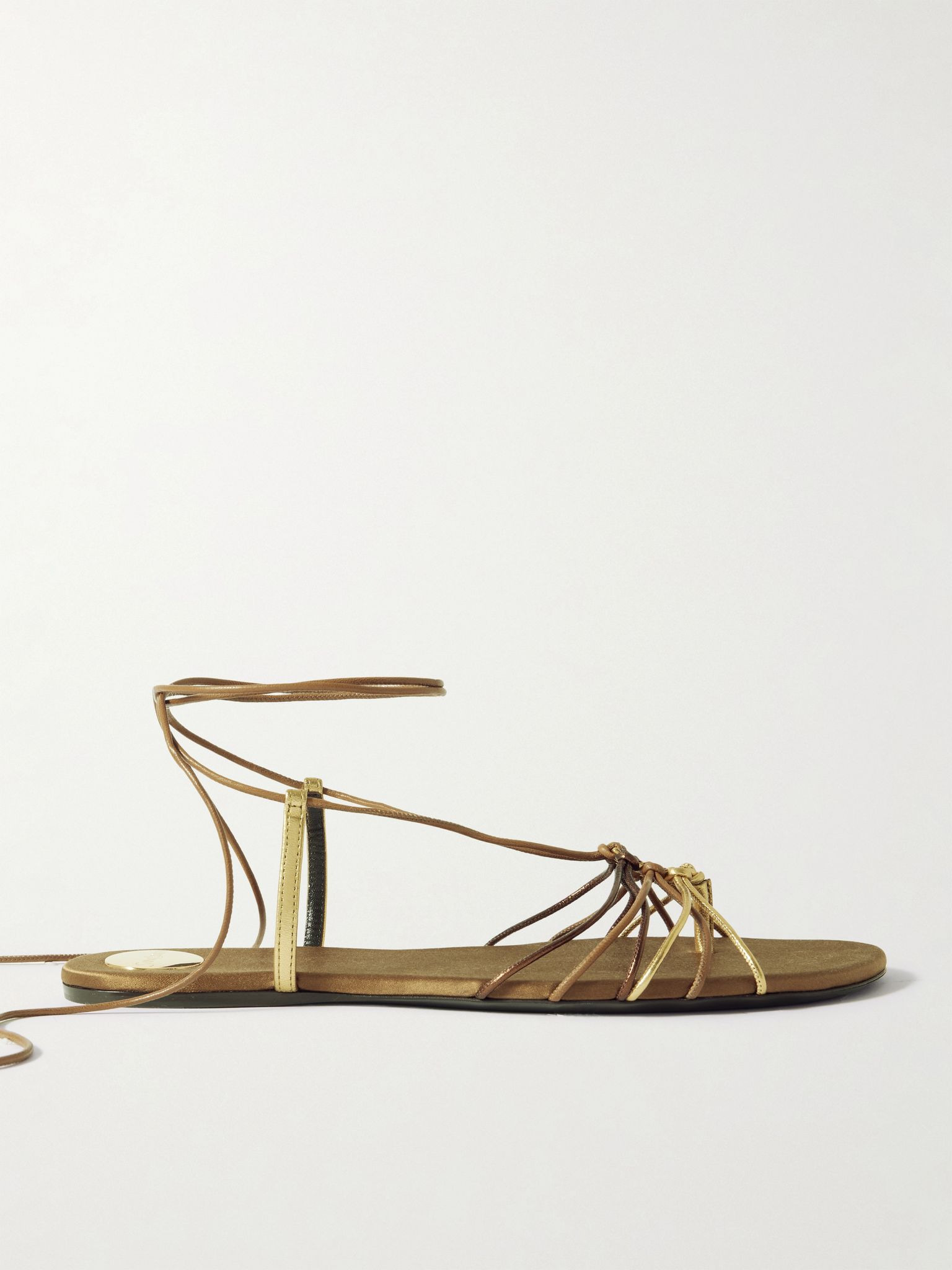 Babylone embellished metallic leather sandals Brown - 1