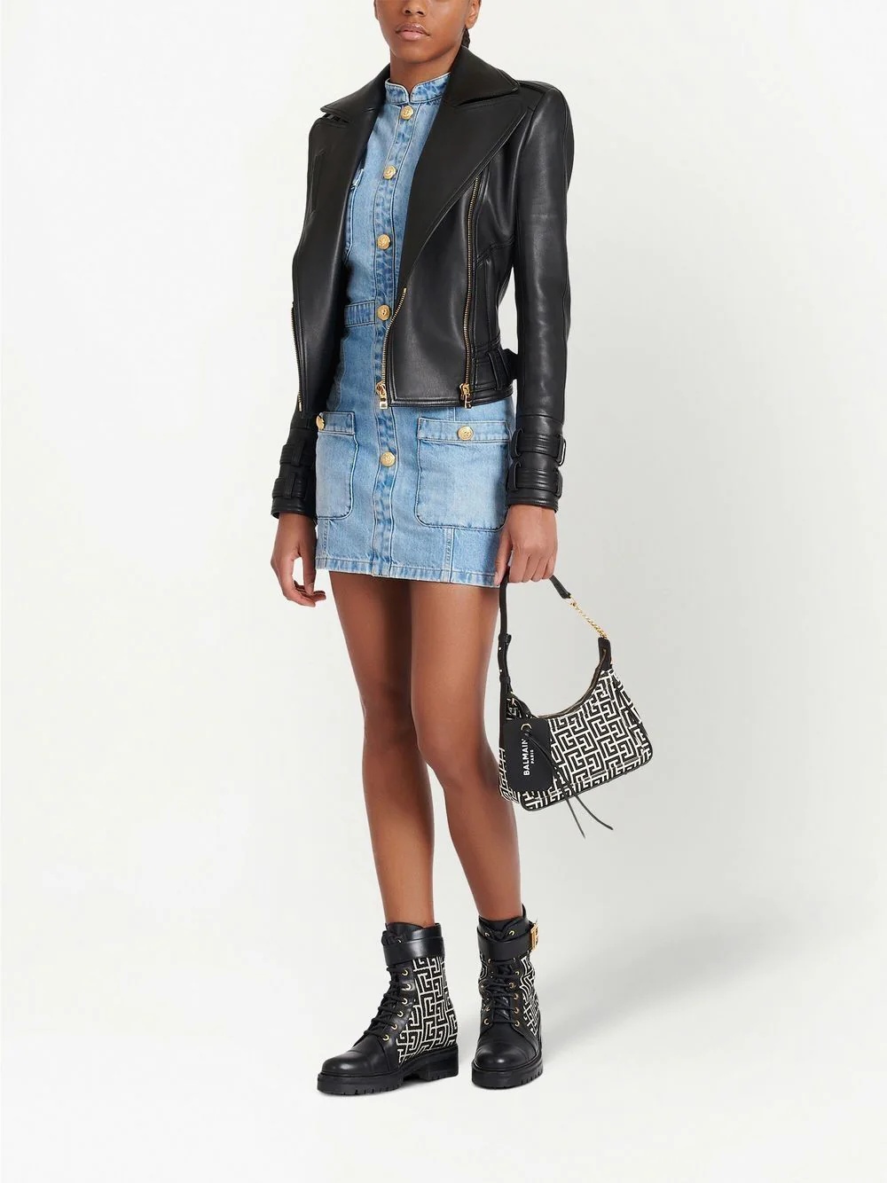 denim fitted mini dress - 2