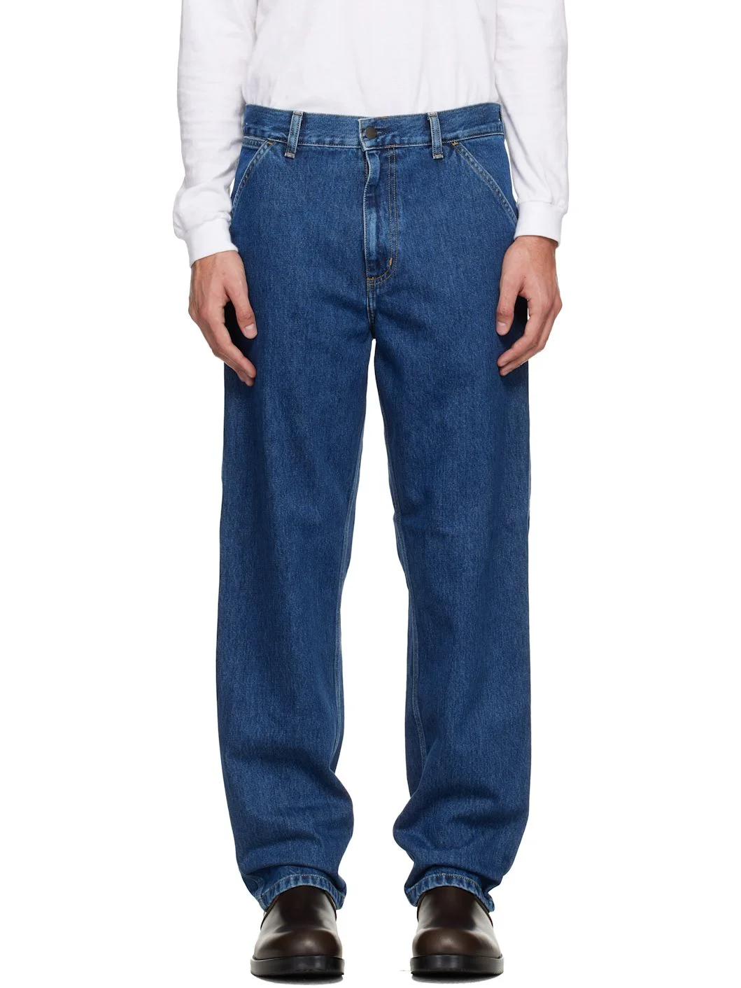 Blue Single Knee Jeans - 1