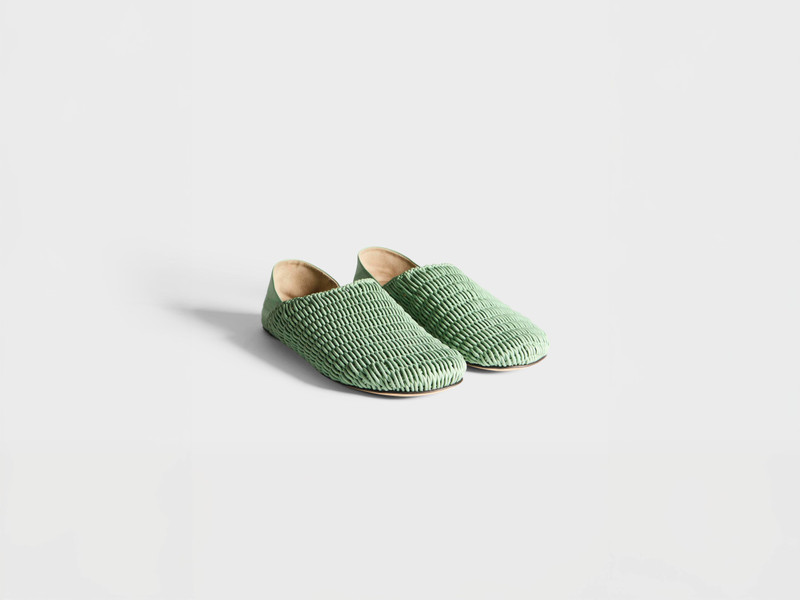 JW Anderson MENS SLIPPER MULES IN SAGE-GREEN WOVEN LEATHER outlook