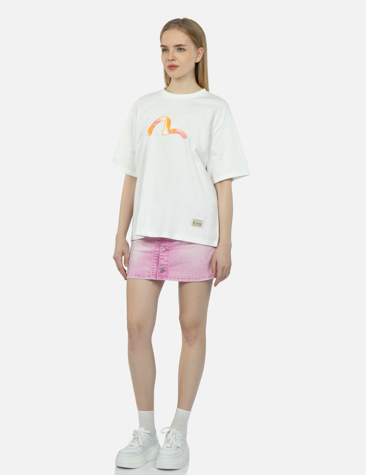 SEAGULL EMBROIDERY FUCHSIA DENIM SKIRT - 4