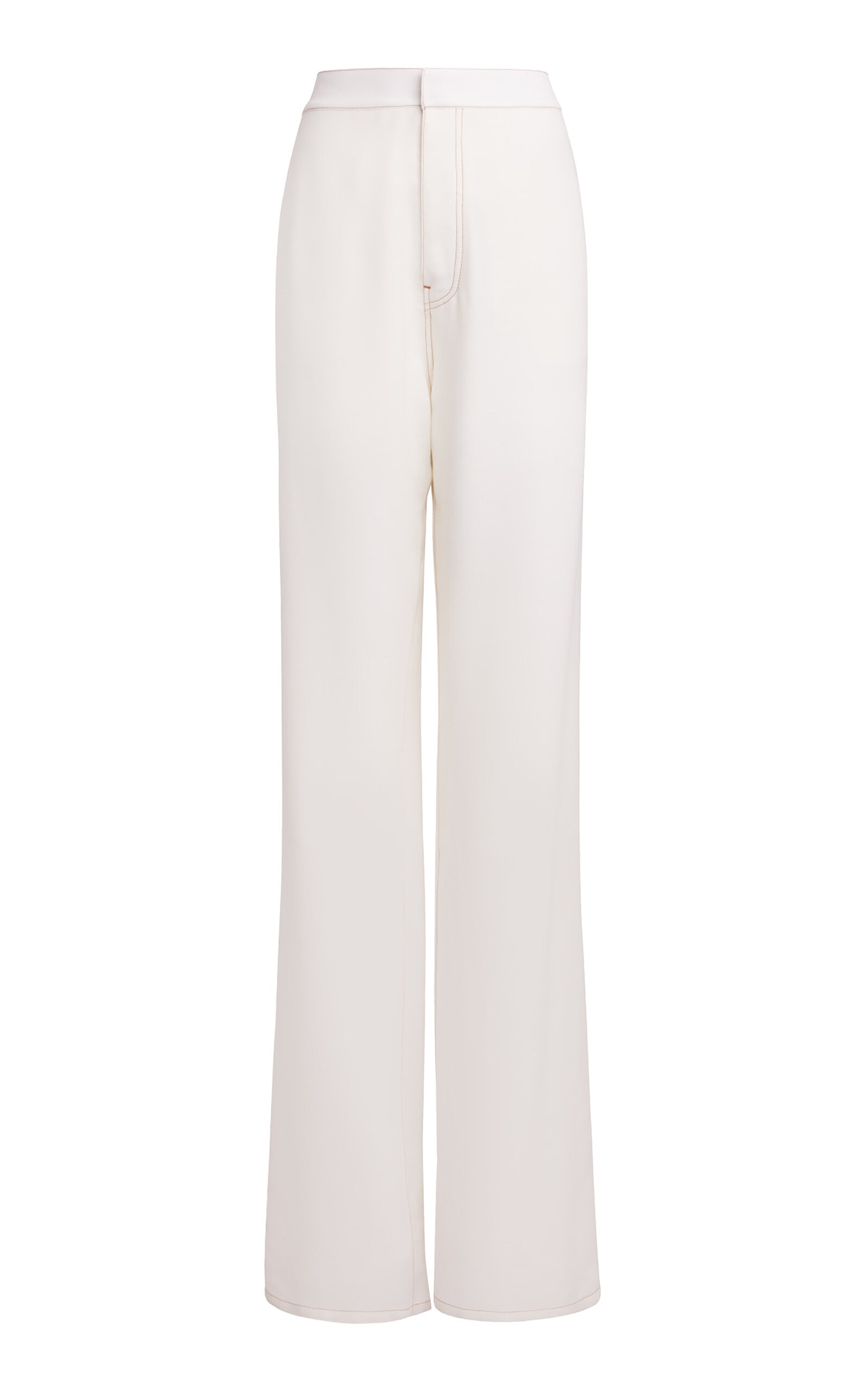 Fluid Wool-Blend Straight-Leg Pants ivory - 1