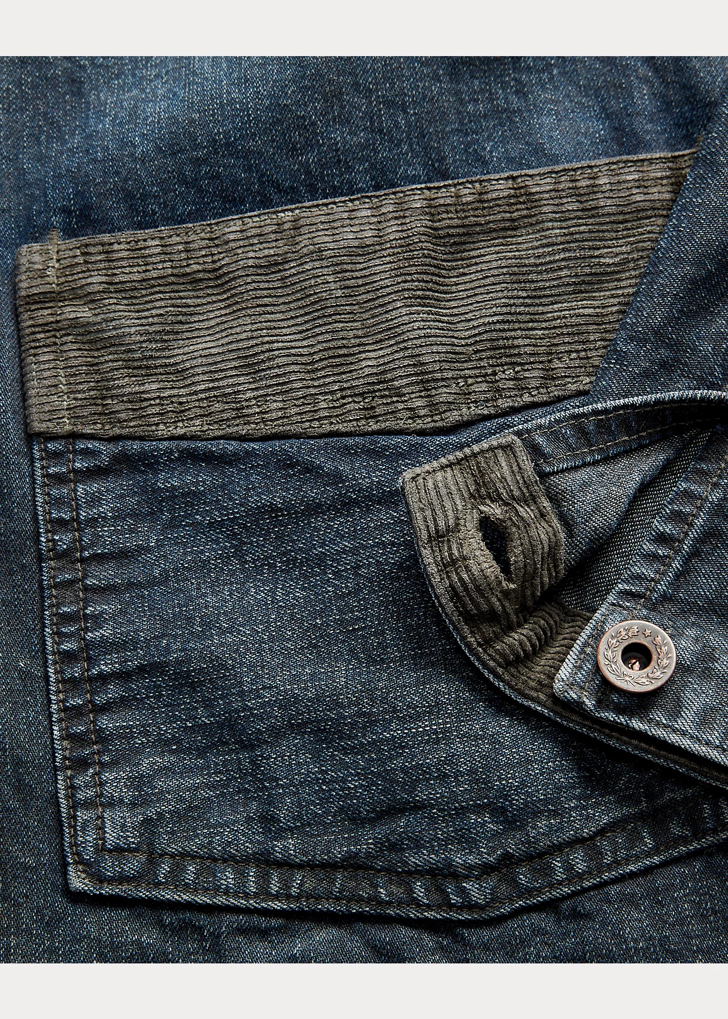 Corduroy-Trim Indigo Denim Shirt Jacket - 4