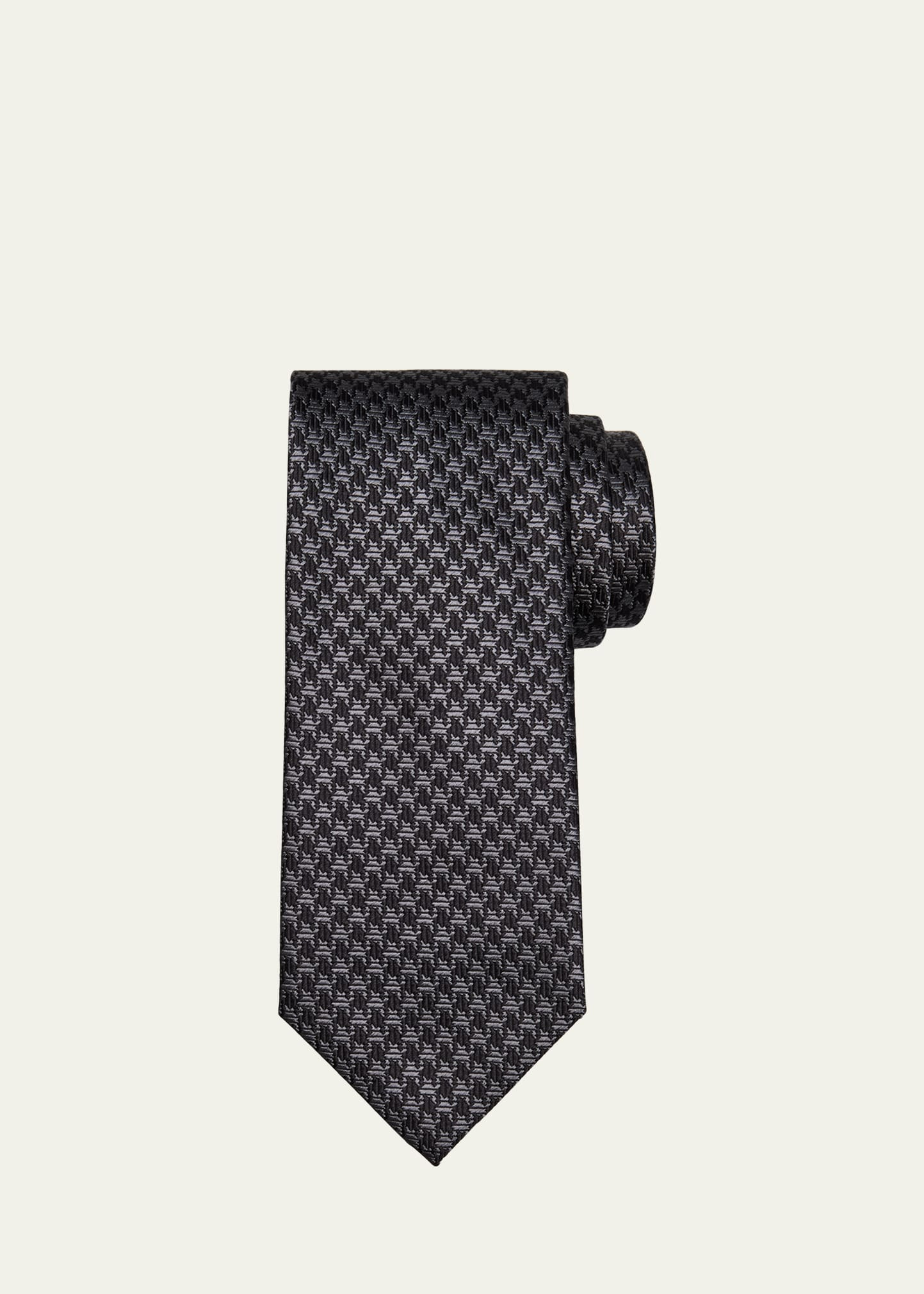 Men's Bicolor Silk Houndstooth Tie - 1