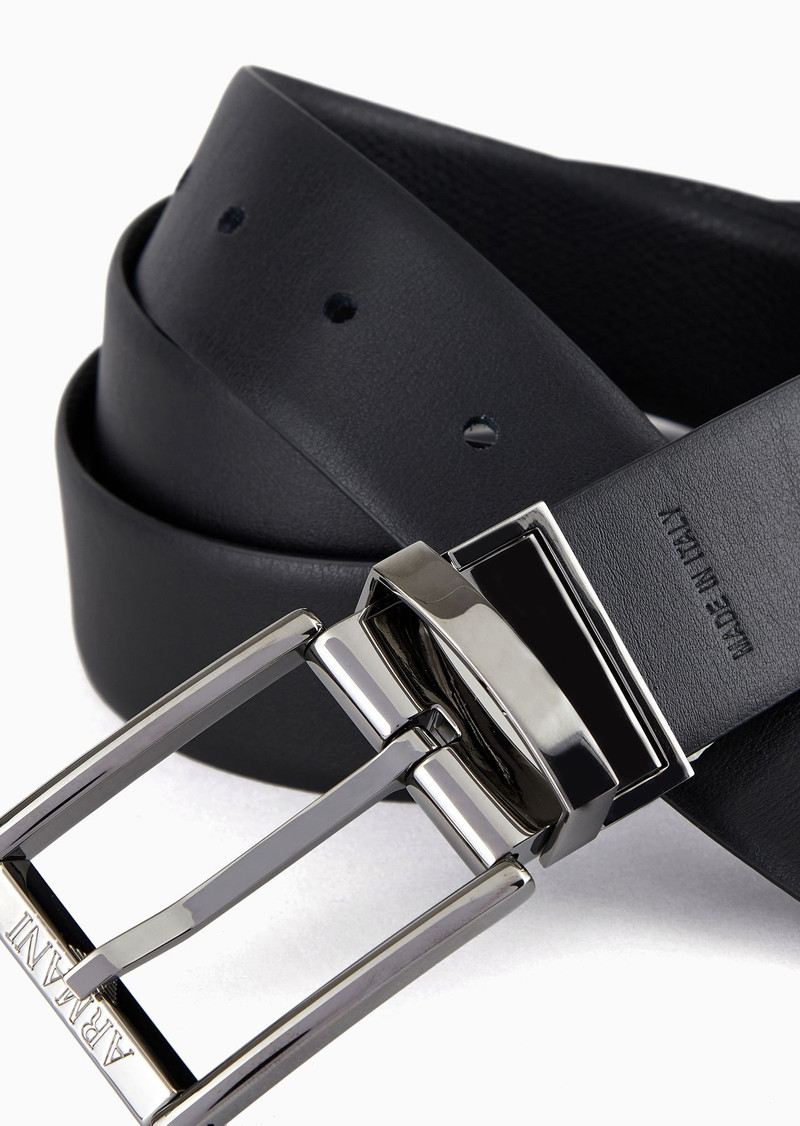 EMPORIO ARMANI Reversible leather belt with one side in palmellato leather outlook