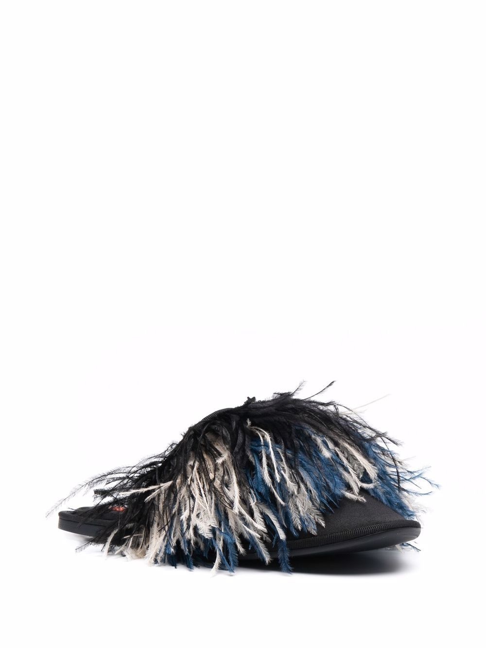 feather-trim detail slippers - 2