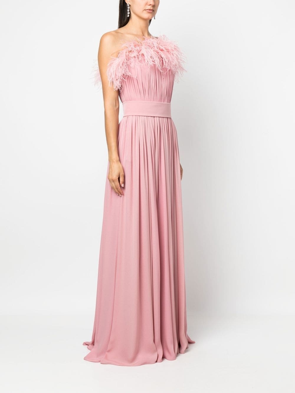 Tuscan feather-trim silk dress - 3