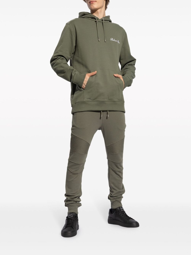 Balmain logo-embroidered drawstring hoodie outlook