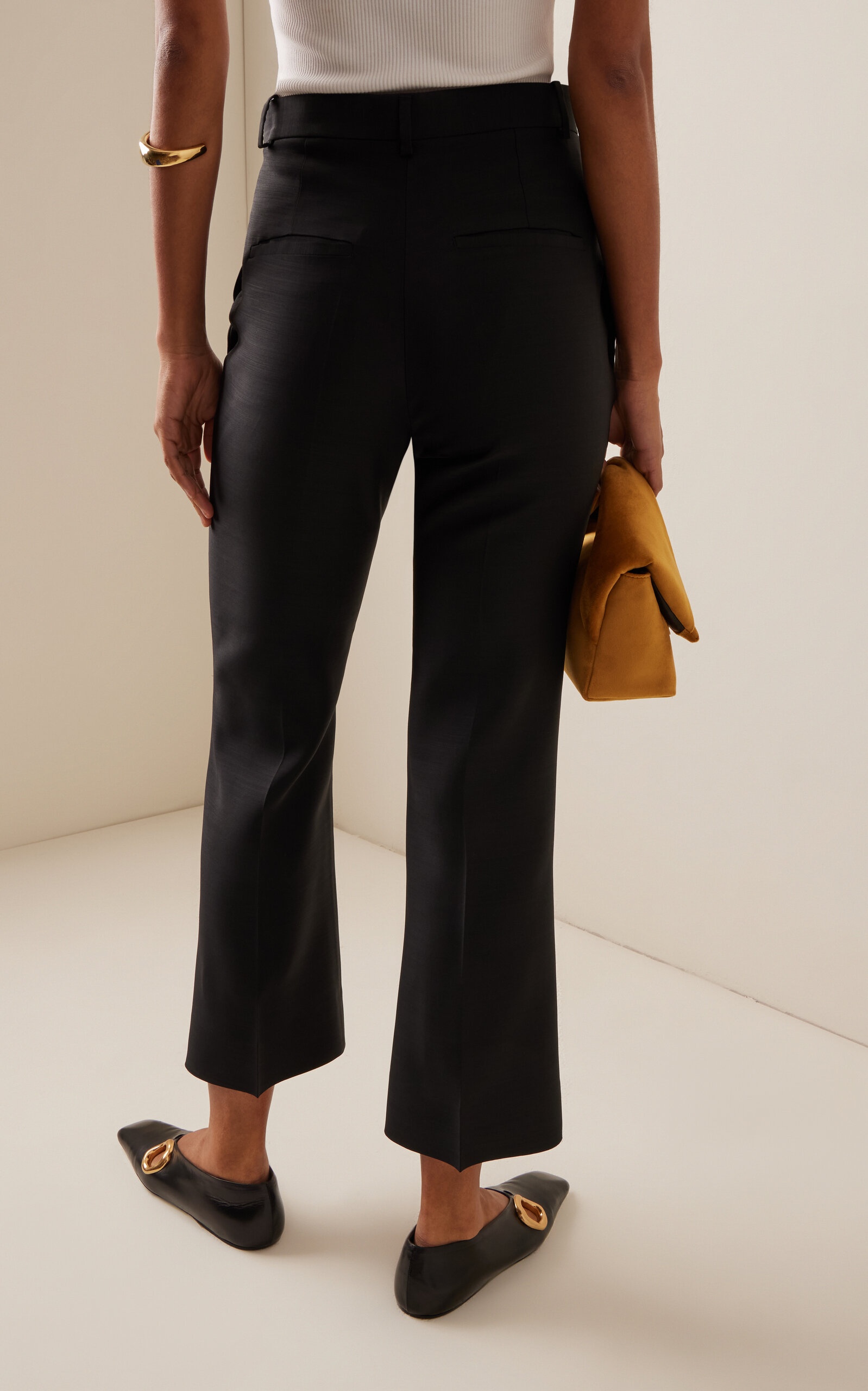 Credo Cropped Bootcut Wool-Silk Trousers black - 4