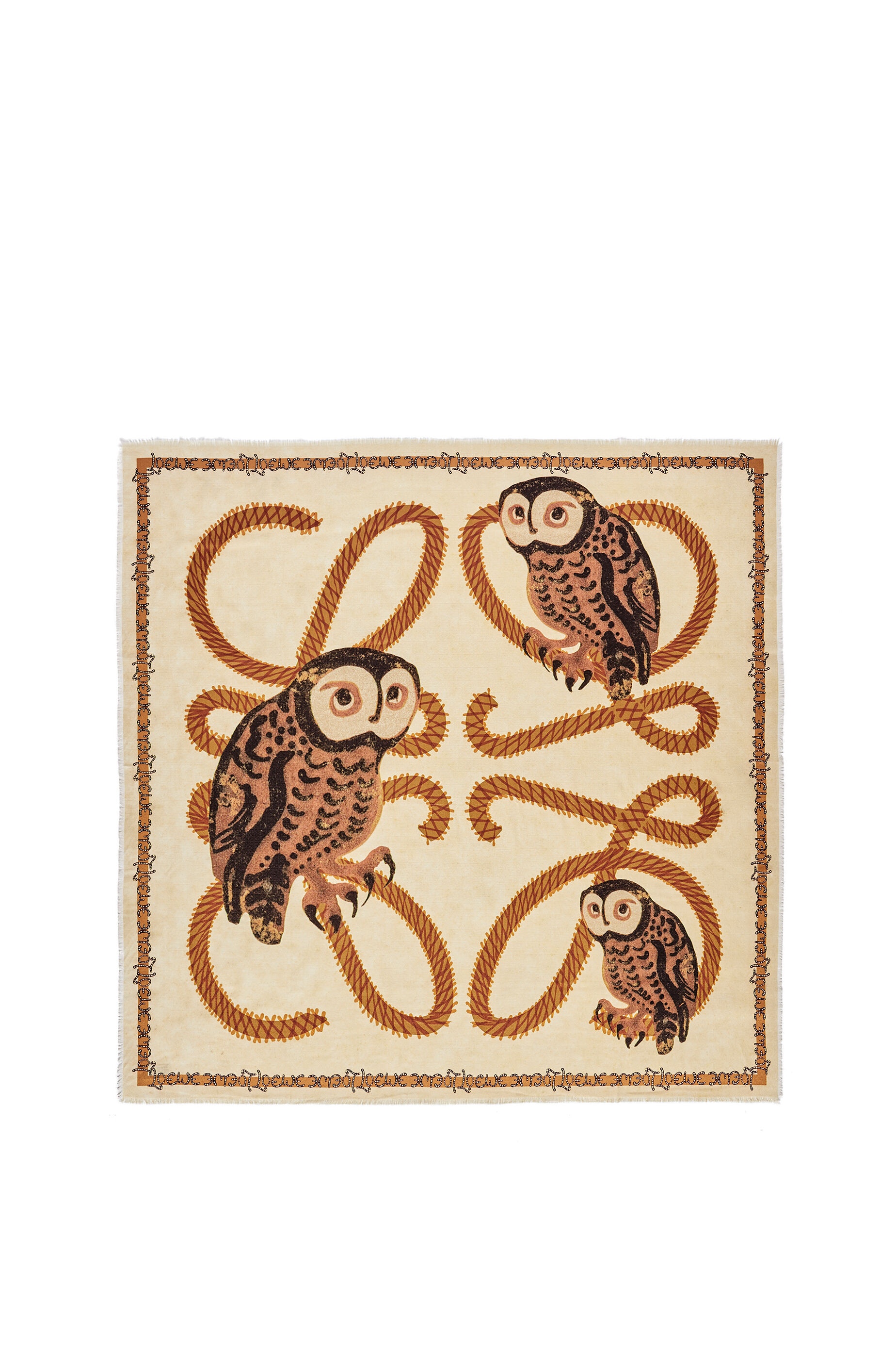Owl scarf in wool, cotton and silk - 1