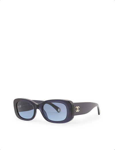 CHANEL CH5488 rectangular-frame brand-plaque acetate sunglasses outlook