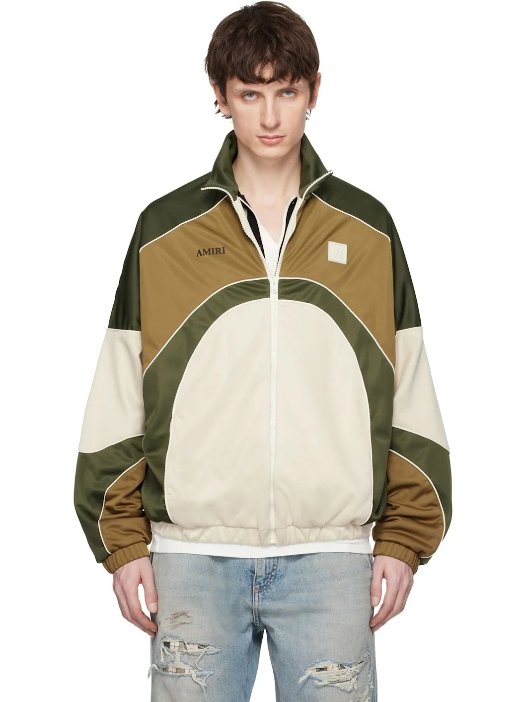 Multicolor Oversized Panel Track Jacket - 1
