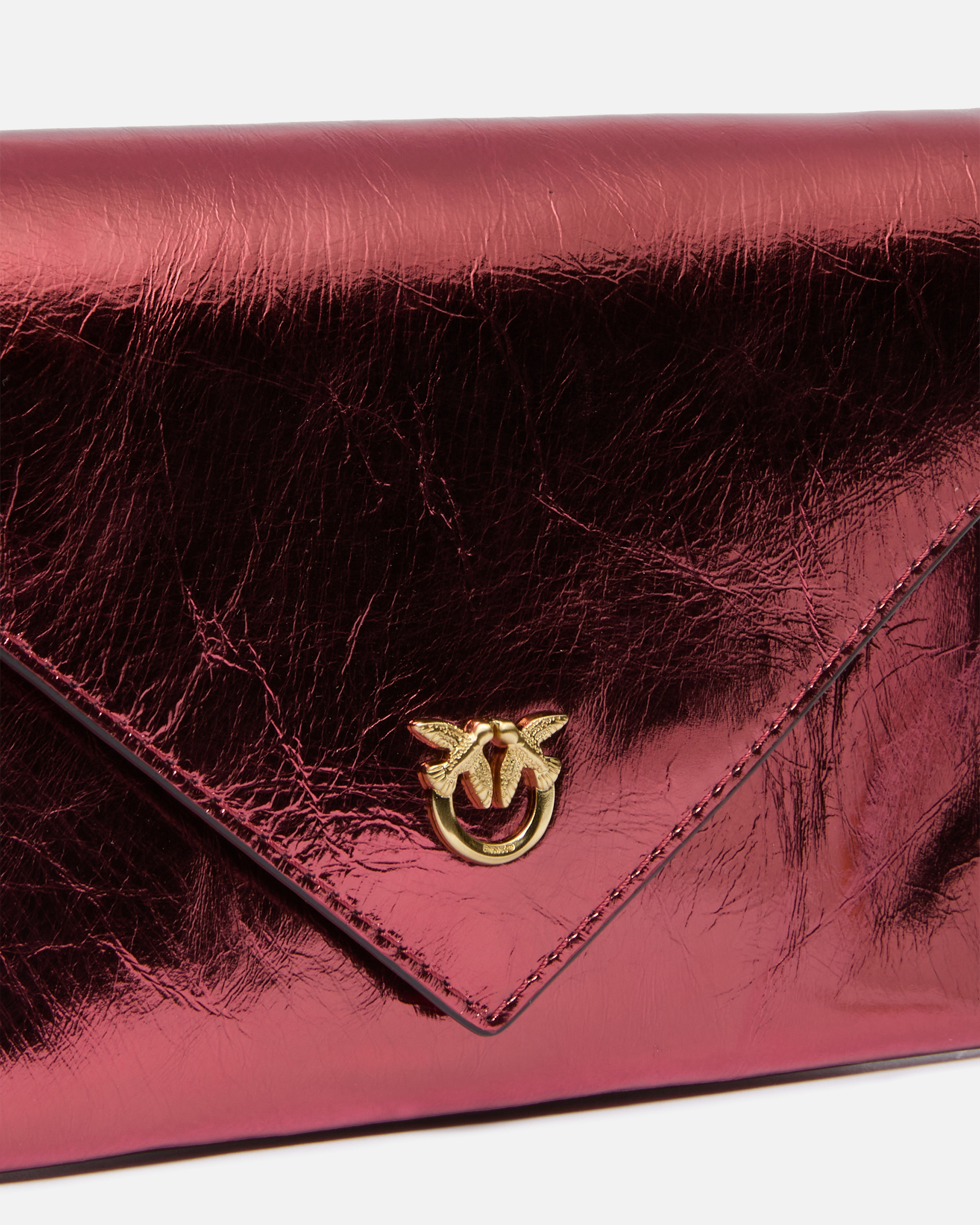 METALLIC LEATHER POUCH WITH LOVE BIRDS LOGO - 3