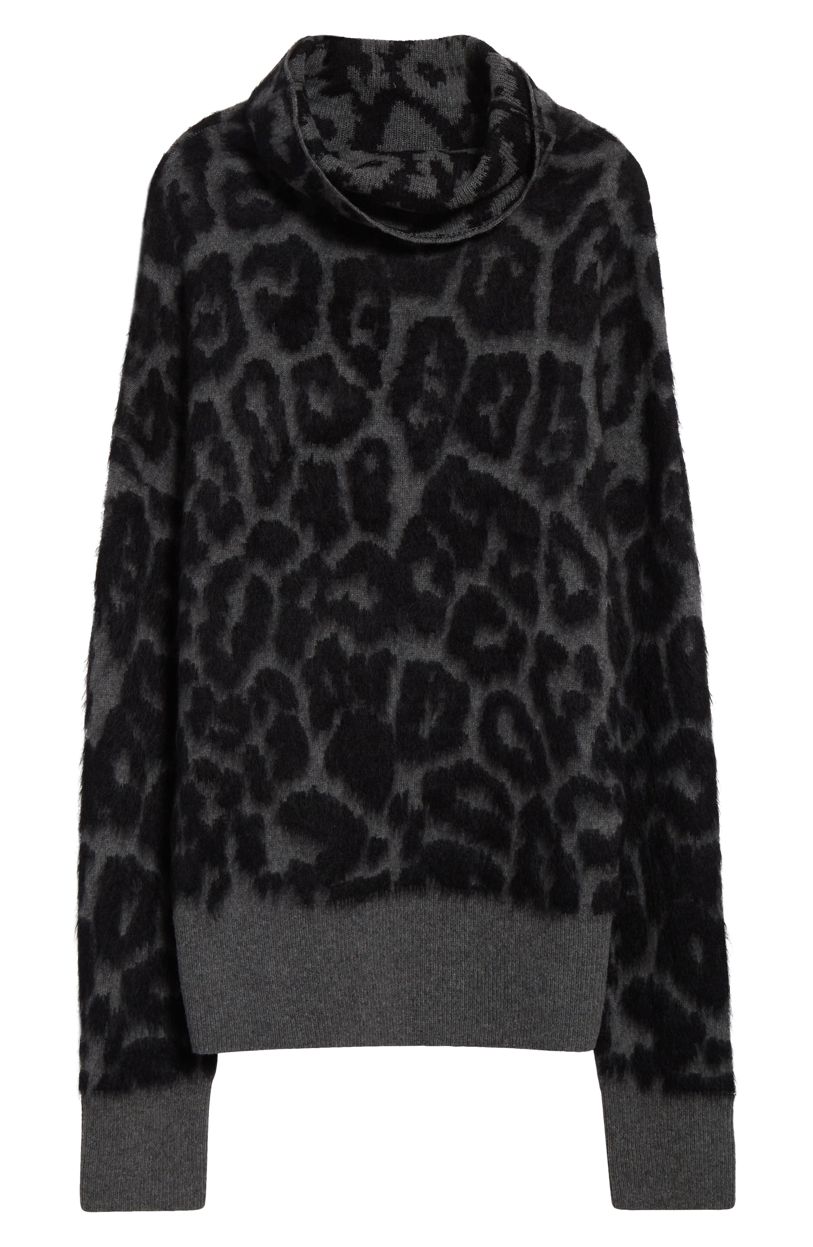 Stella McCartney Leopard Jacquard Virgin Wool Funnel Neck Sweater in 1010 - 5