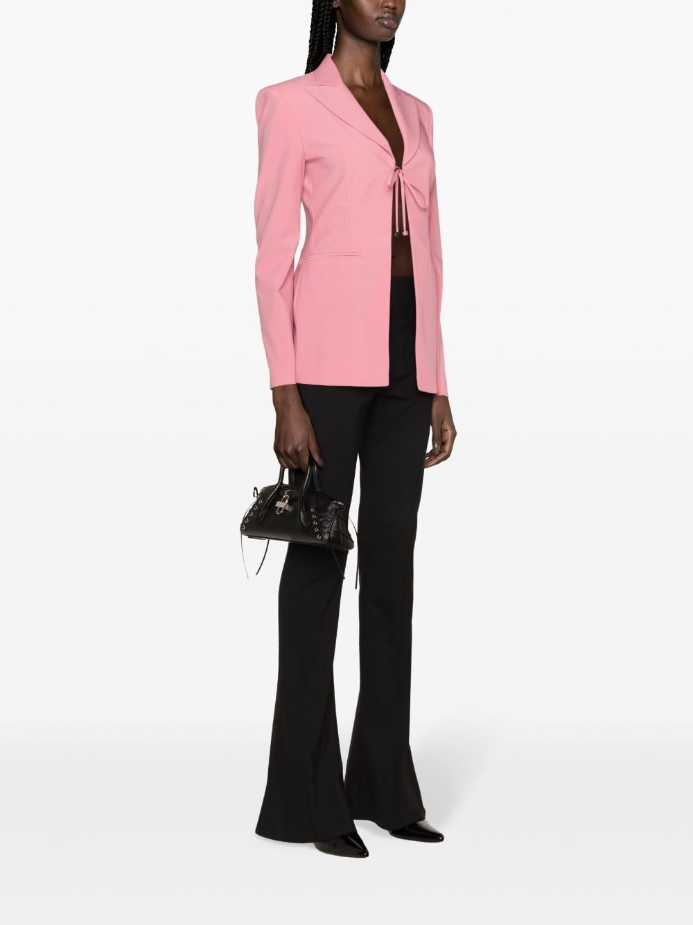tie-fastening single-breasted blazer - 3