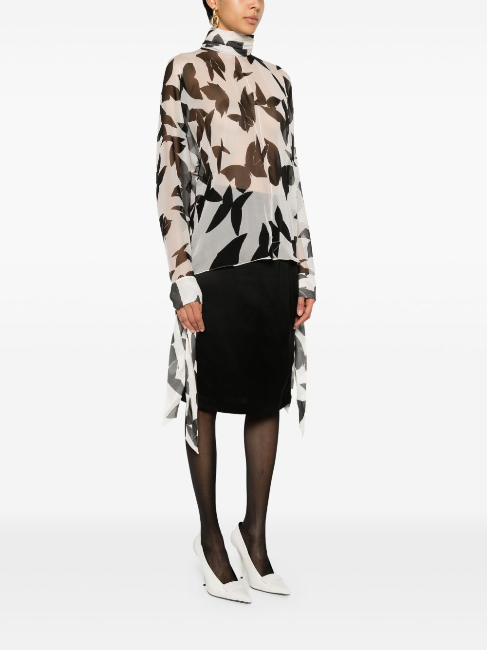 butterfly-print silk blouse - 3