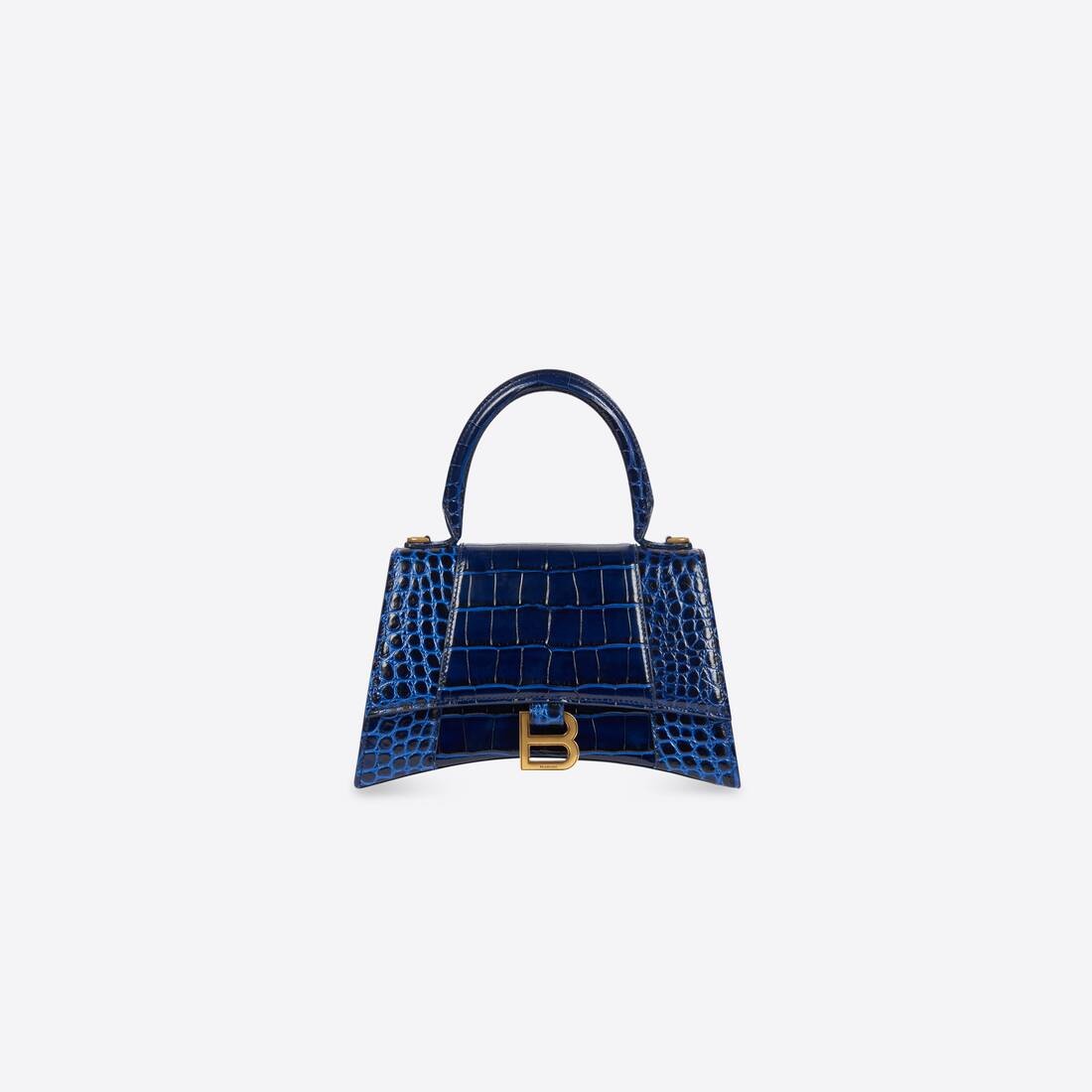 Women's Hourglass Small Handbag Crocodile Embossed in Navy - 1