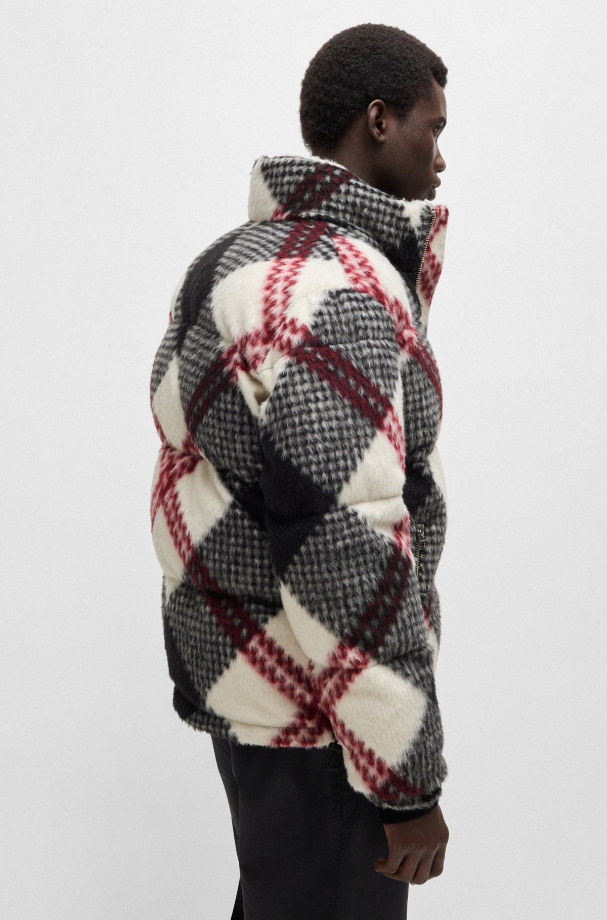 SLIM-FIT PUFFER JACKET WITH CHECK PATTERN - 4