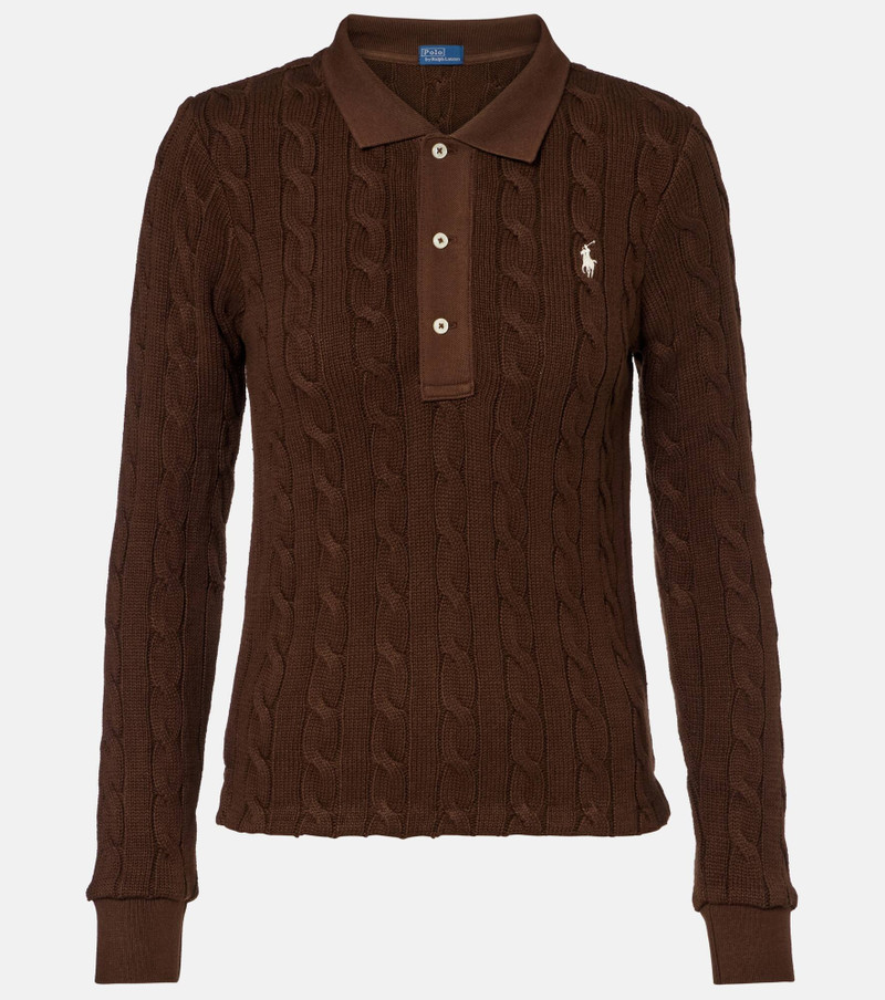 Cable-knit cotton polo sweater 1
