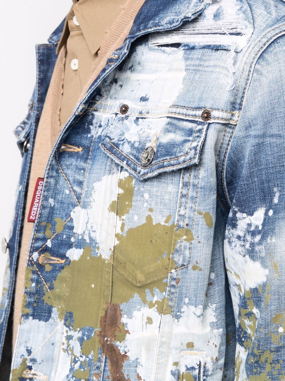 distressed-effect denim jacket - 5