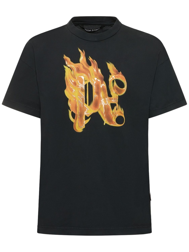 Burning monogram cotton t-shirt - 1