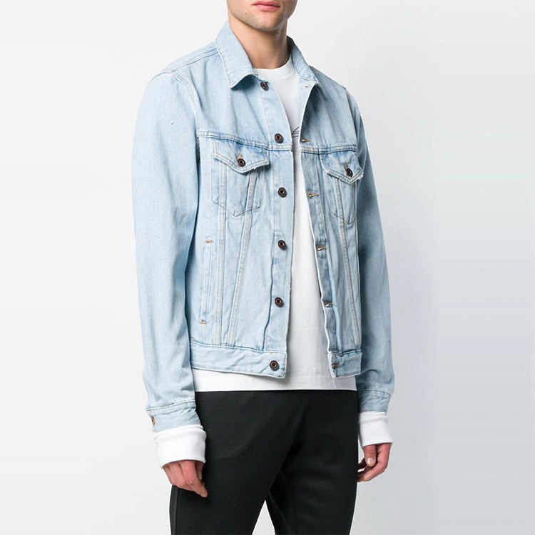 Off-White Logo Printing Denim Jacket Light Blue OMYE019S193860167188 - 4