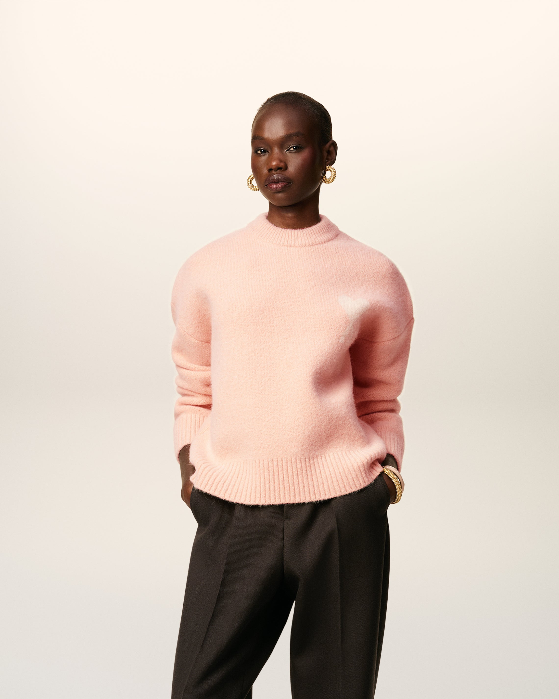 PINK ALPACA AMI DE COEUR CREWNECK SWEATER - 2