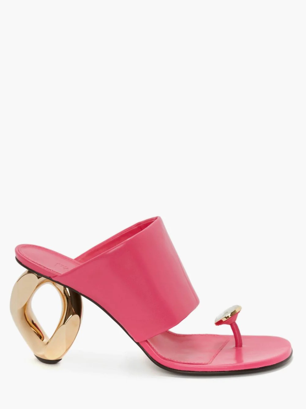 LEATHER DIAMOND CHAIN HEEL SANDAL - 1