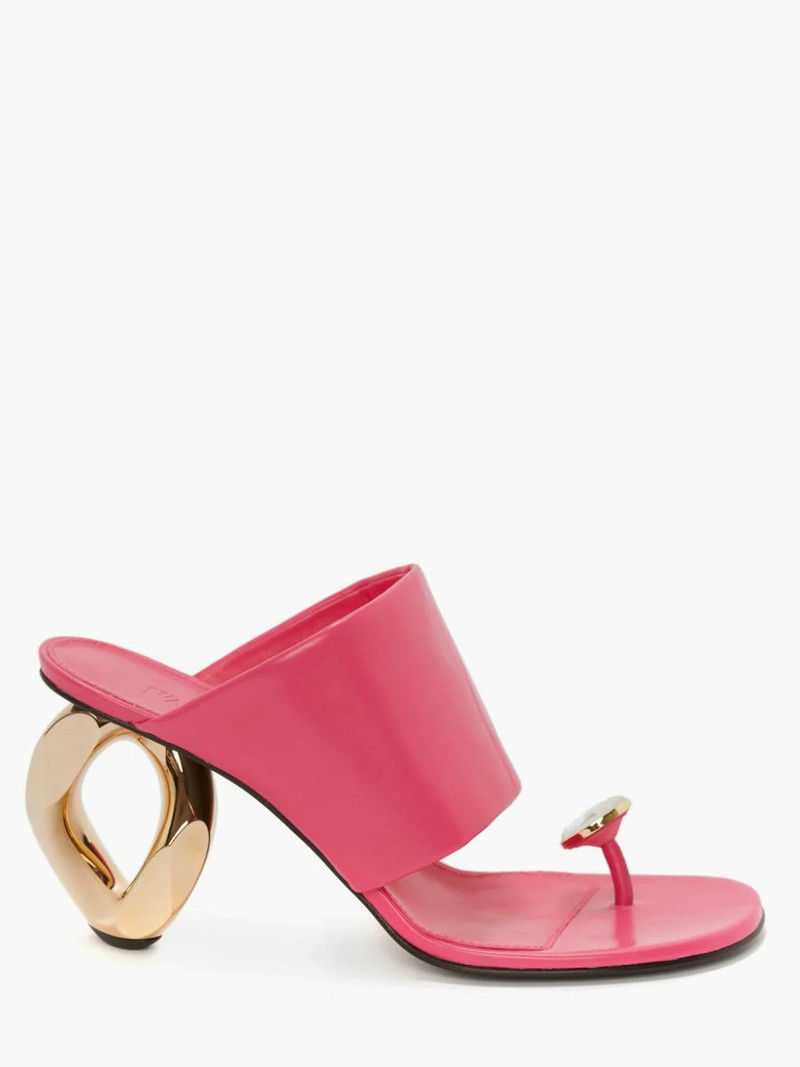 LEATHER DIAMOND CHAIN HEEL SANDAL 1